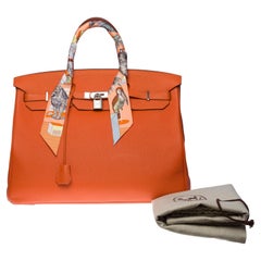 Stunning Hermes Birkin 40cm handbag in Orange Terre battue Togo leather, SHW