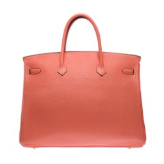 Superbe sac à main Hermès Birkin 40cm en cuir Togo Rose Tea, GHW