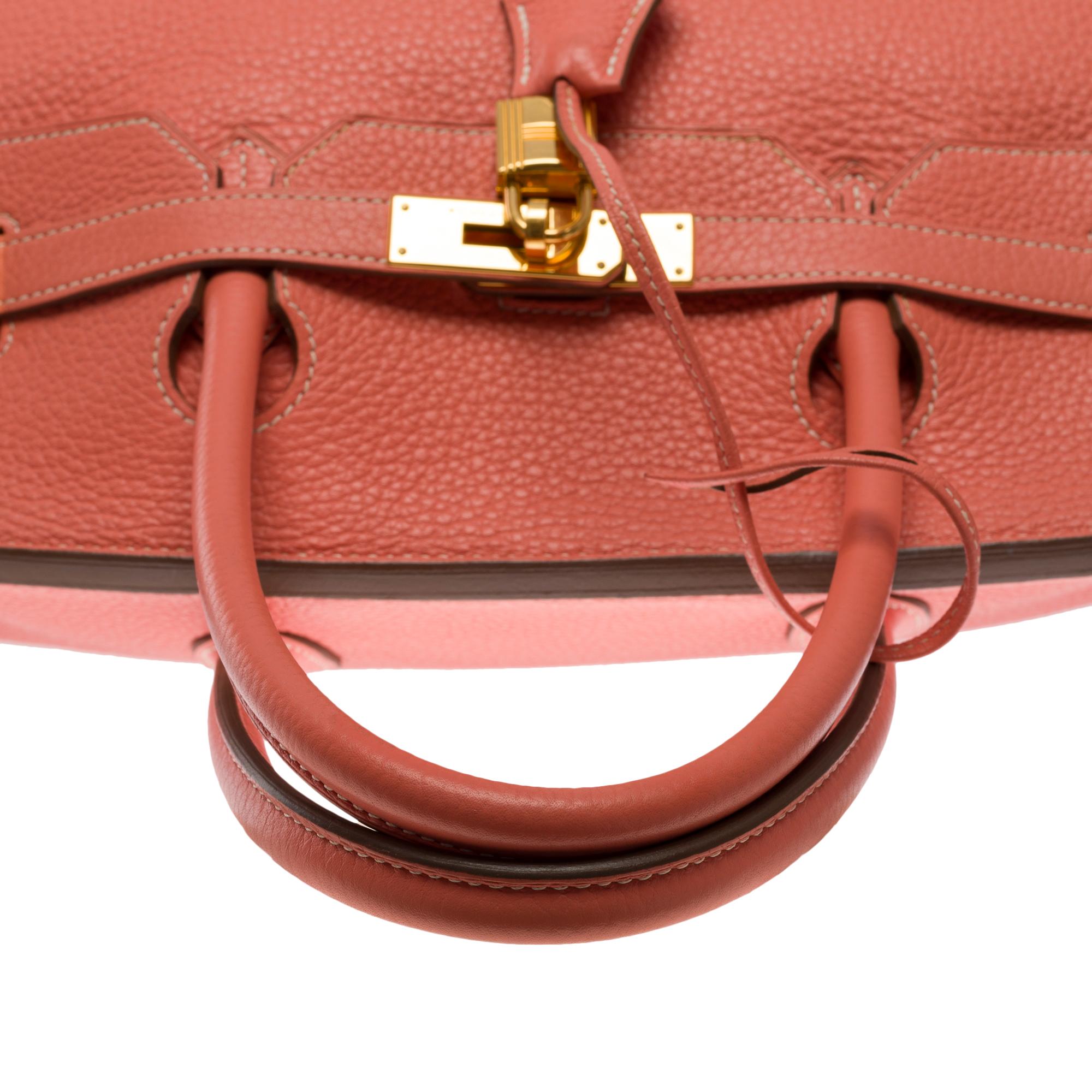 Superbe sac à main Hermès Birkin 40cm en cuir Togo Rose Tea, GHW en vente 3