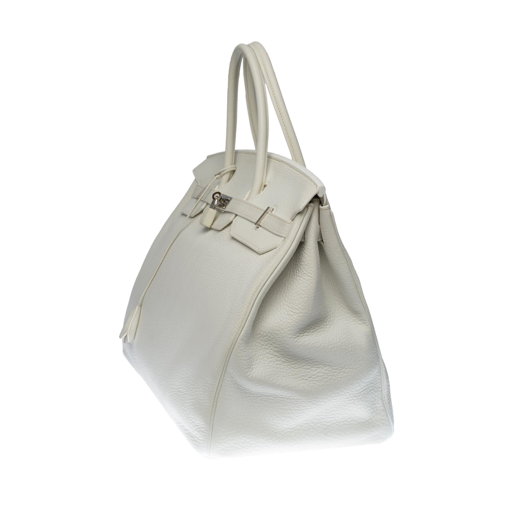 Gray Stunning Hermes Birkin 40cm handbag in White Togo leather, SHW