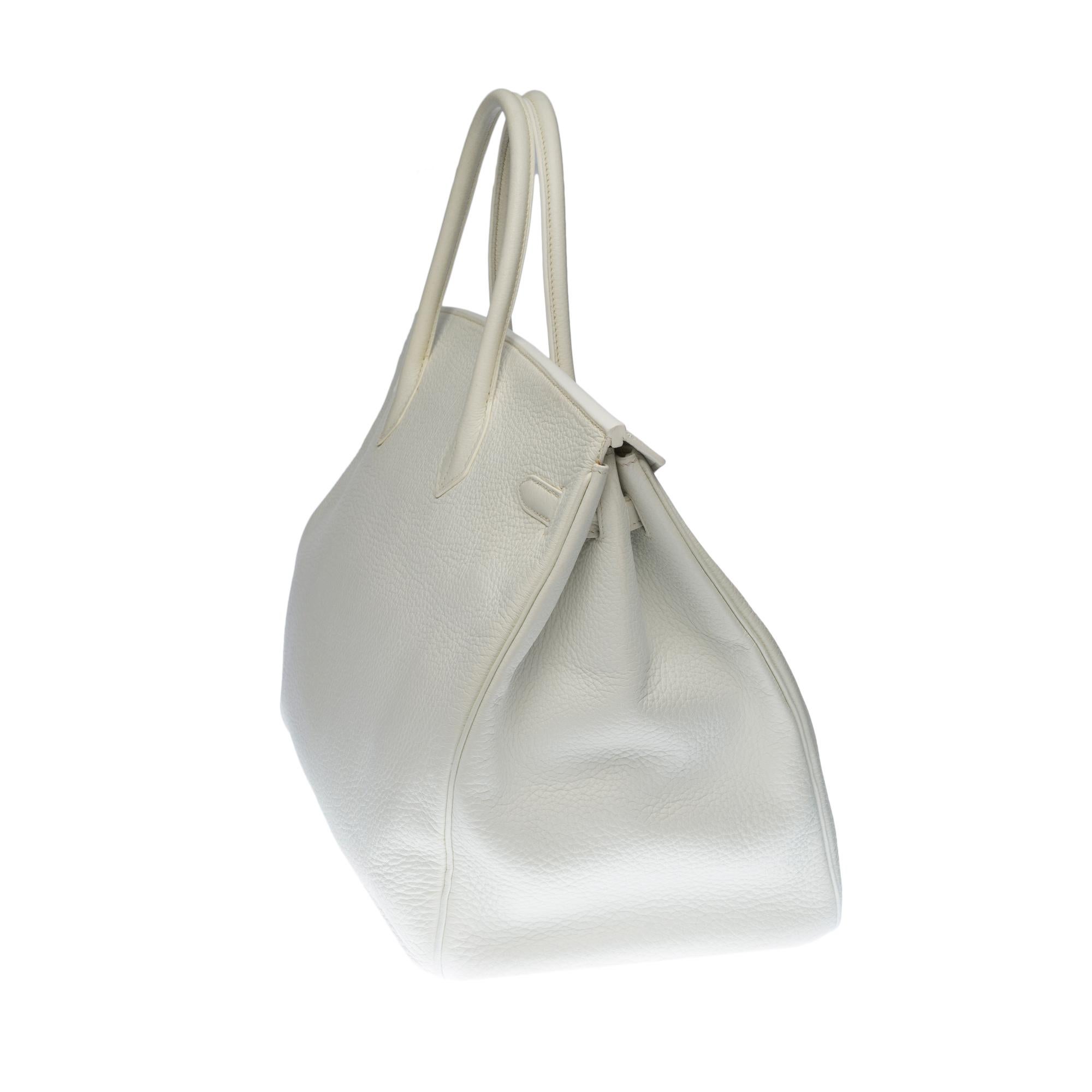 Stunning Hermes Birkin 40cm handbag in White Togo leather, SHW In Good Condition In Paris, IDF