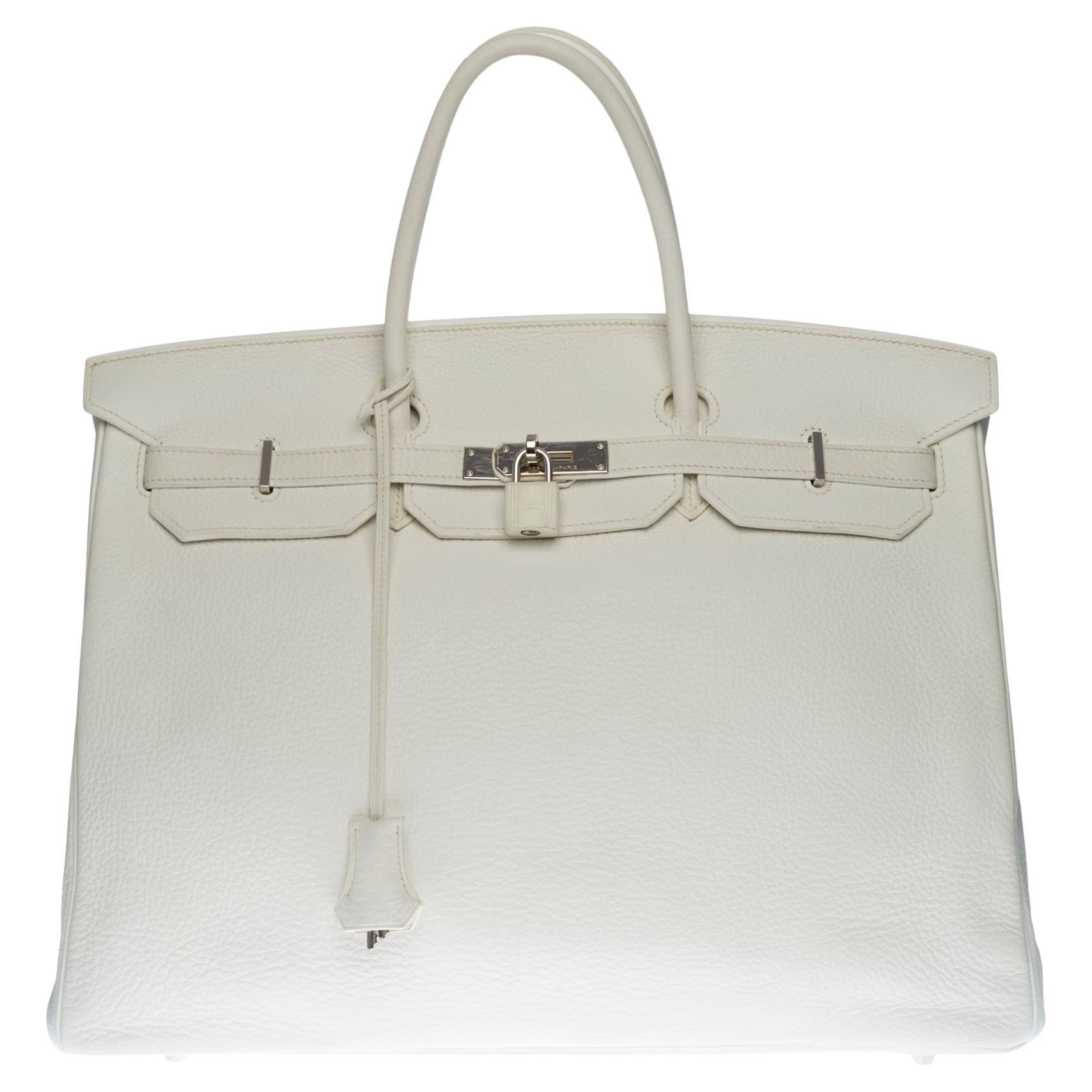 Stunning Hermes Birkin 40cm handbag in White Togo leather, SHW