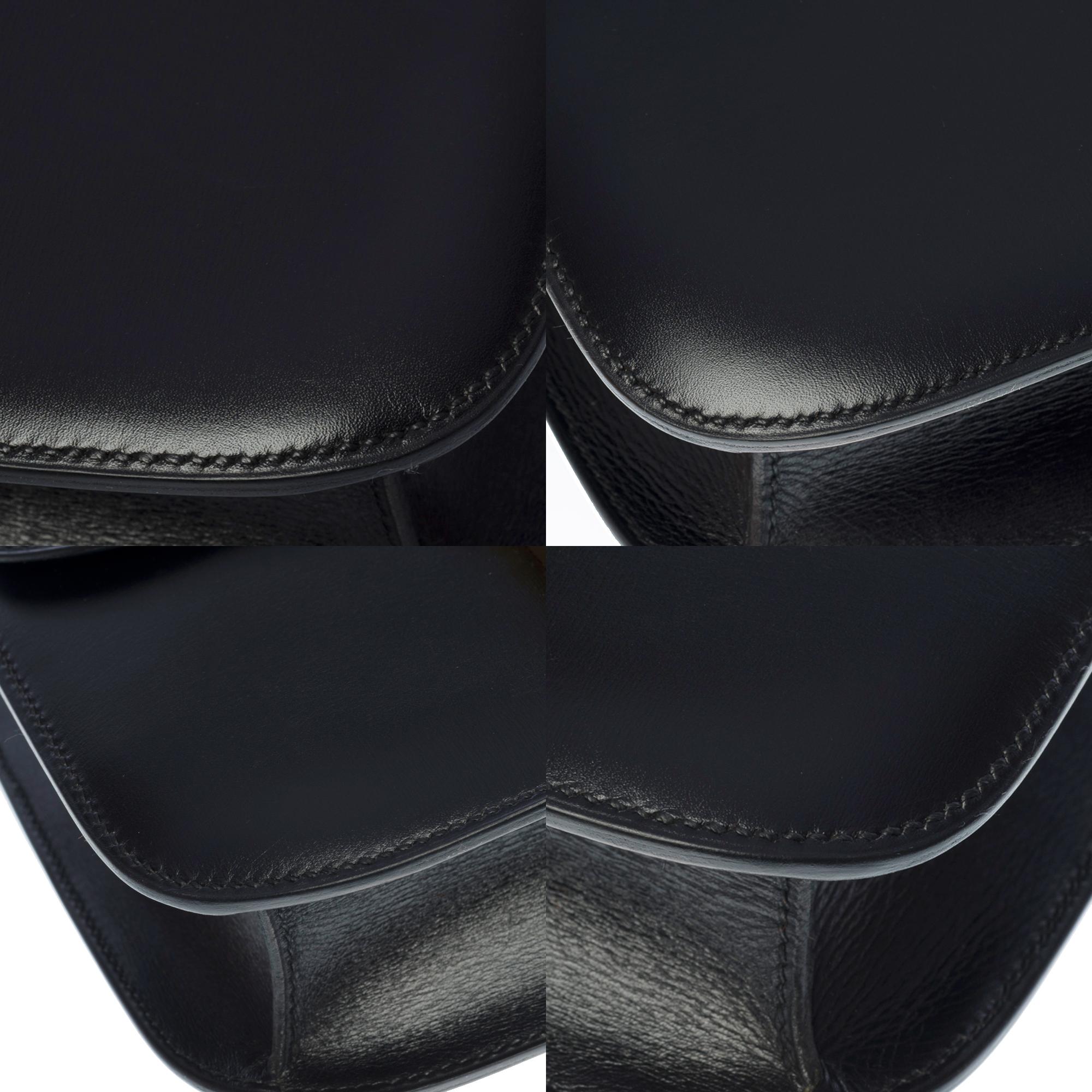 Stunning Hermes Constance 23 shoulder bag in black box calfskin leather, GHW 7