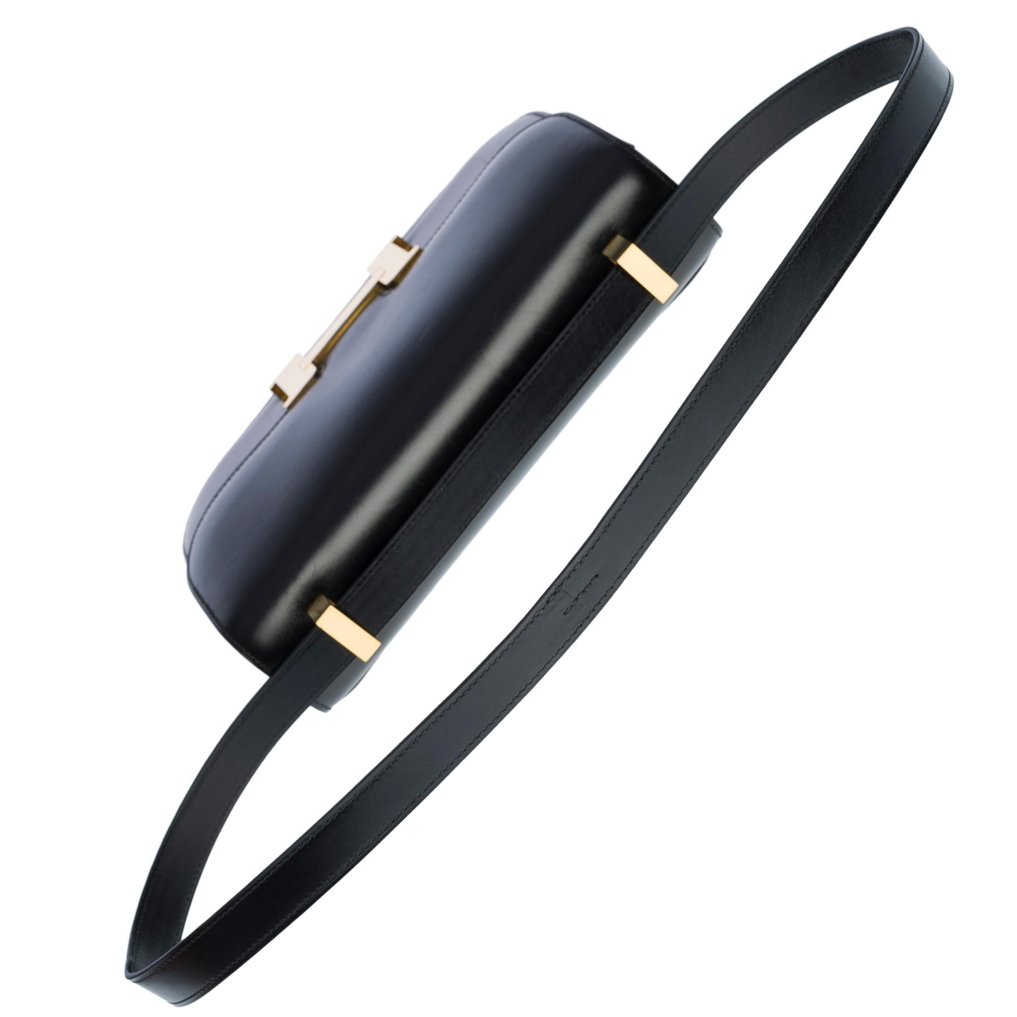Stunning Hermes Constance 23 shoulder bag in black box calfskin leather, GHW 5