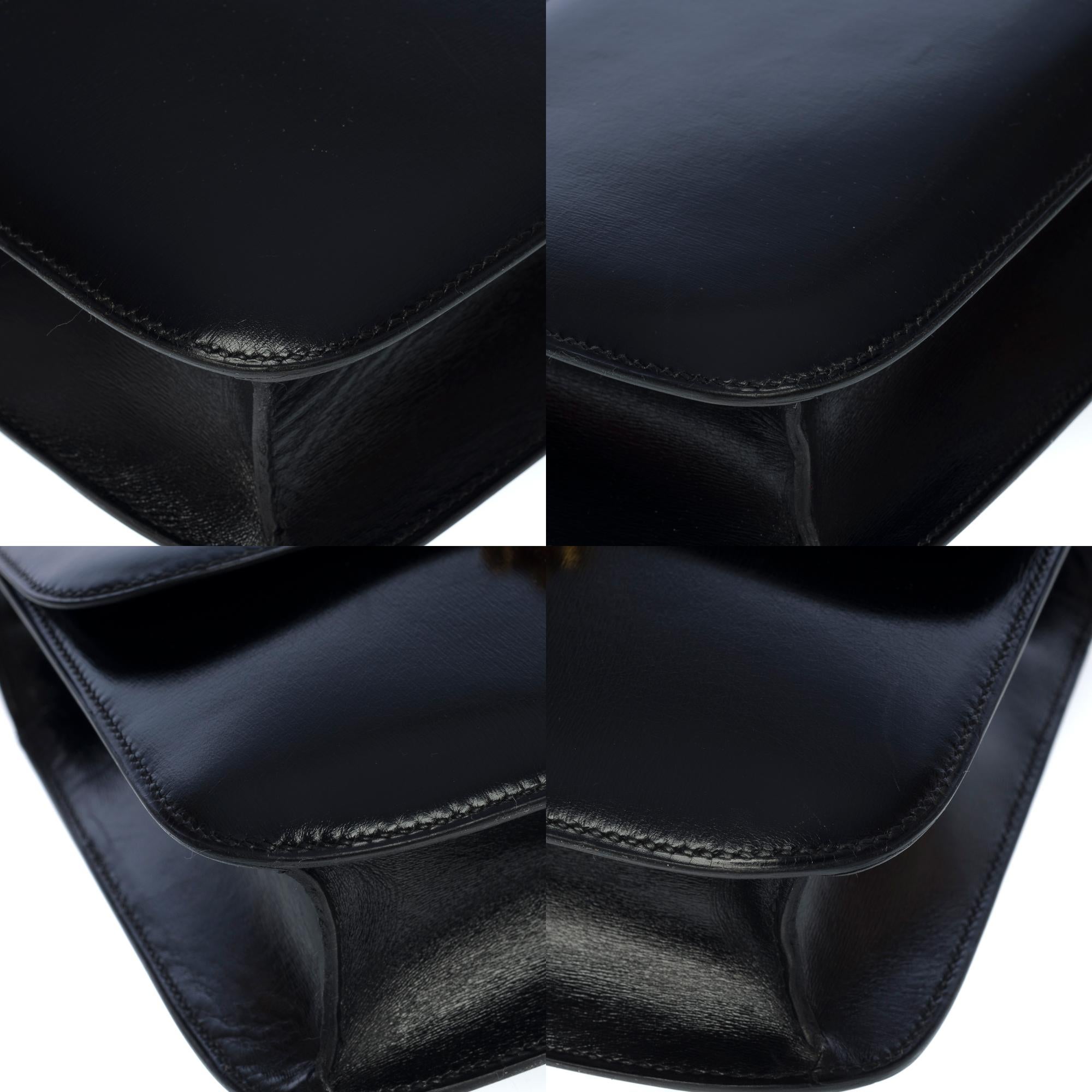 Stunning Hermes Constance 23 shoulder bag in black calfskin box leather, GHW 5