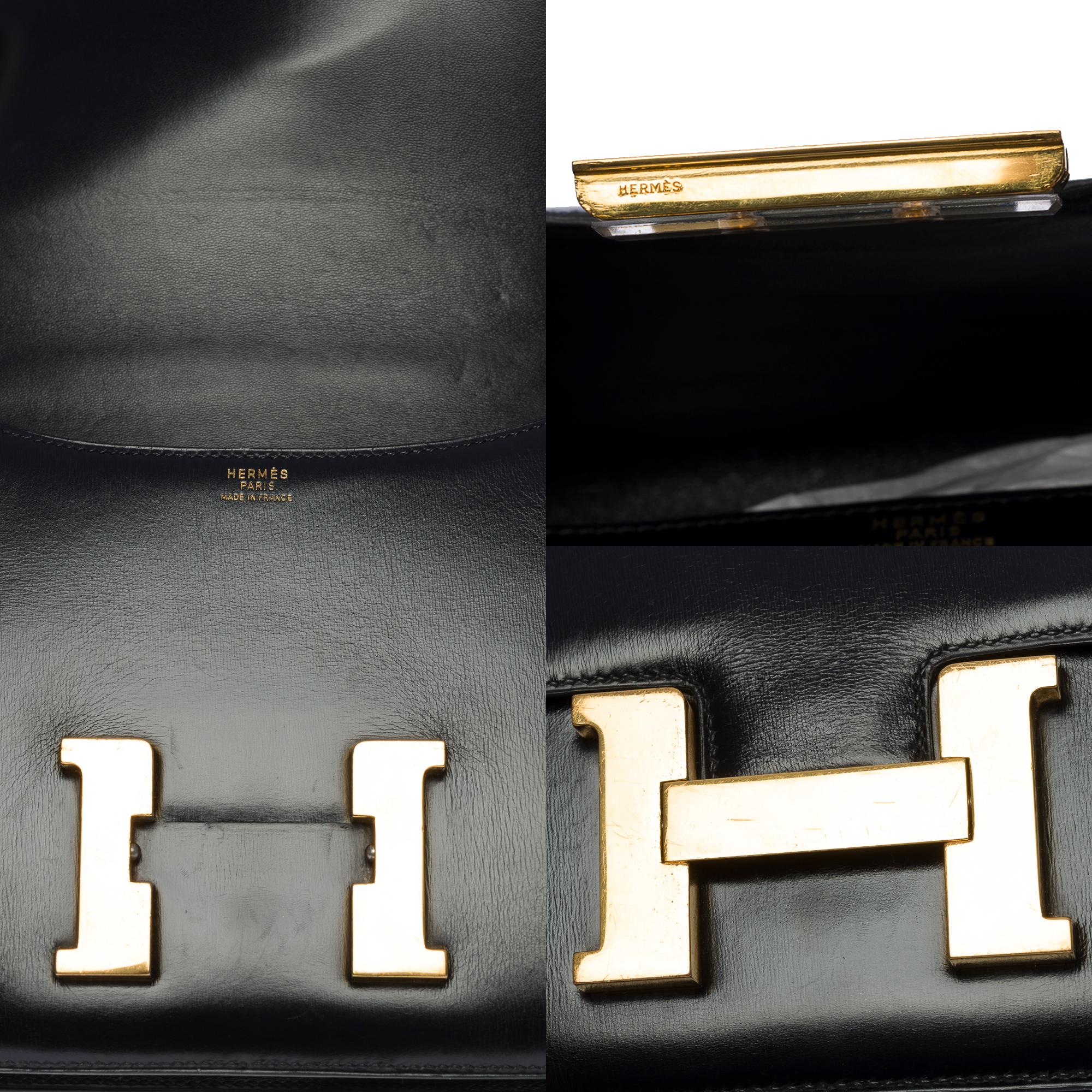 Women's Stunning Hermes Constance 23 shoulder bag in black calfskin box leather, GHW