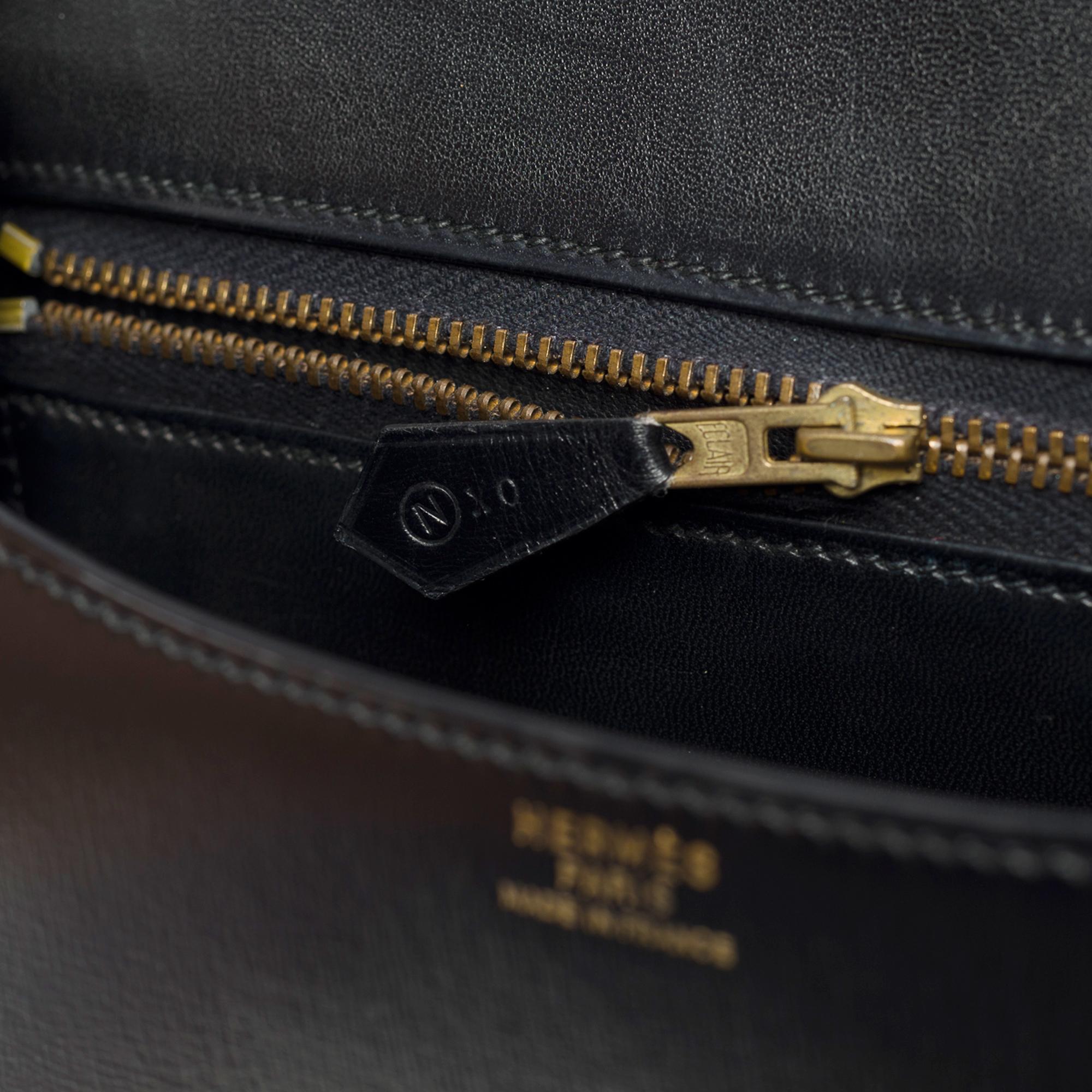 Stunning Hermes Constance 23 shoulder bag in black calfskin box leather, GHW 1