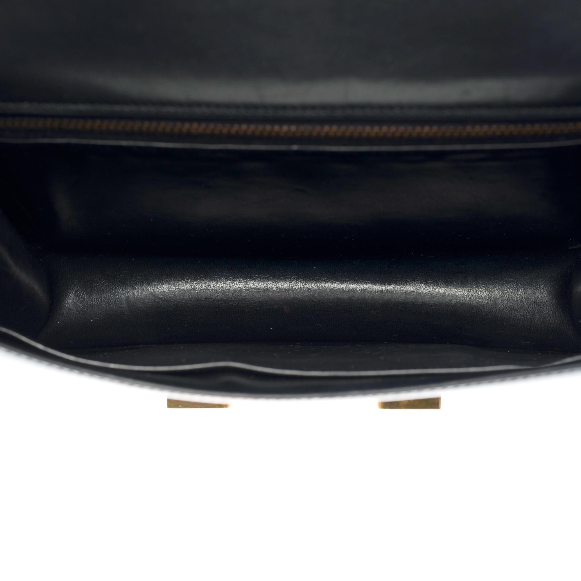 Stunning Hermes Constance 23 shoulder bag in black calfskin box leather, GHW 2