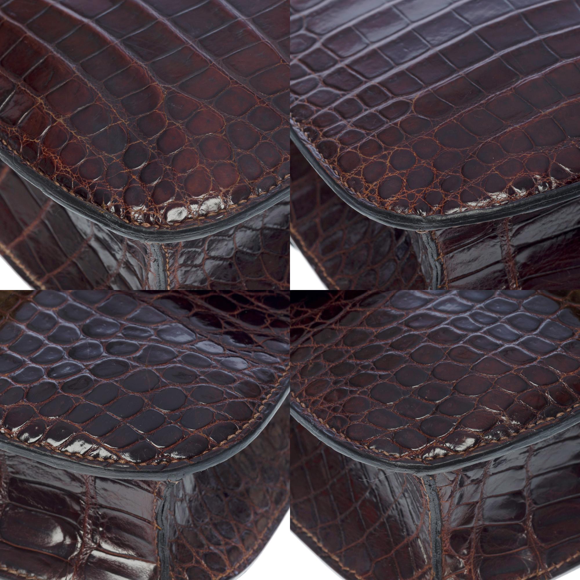 Stunning Hermès Constance shoulder bag in brown Crocodile Porosus leather , GHW 4