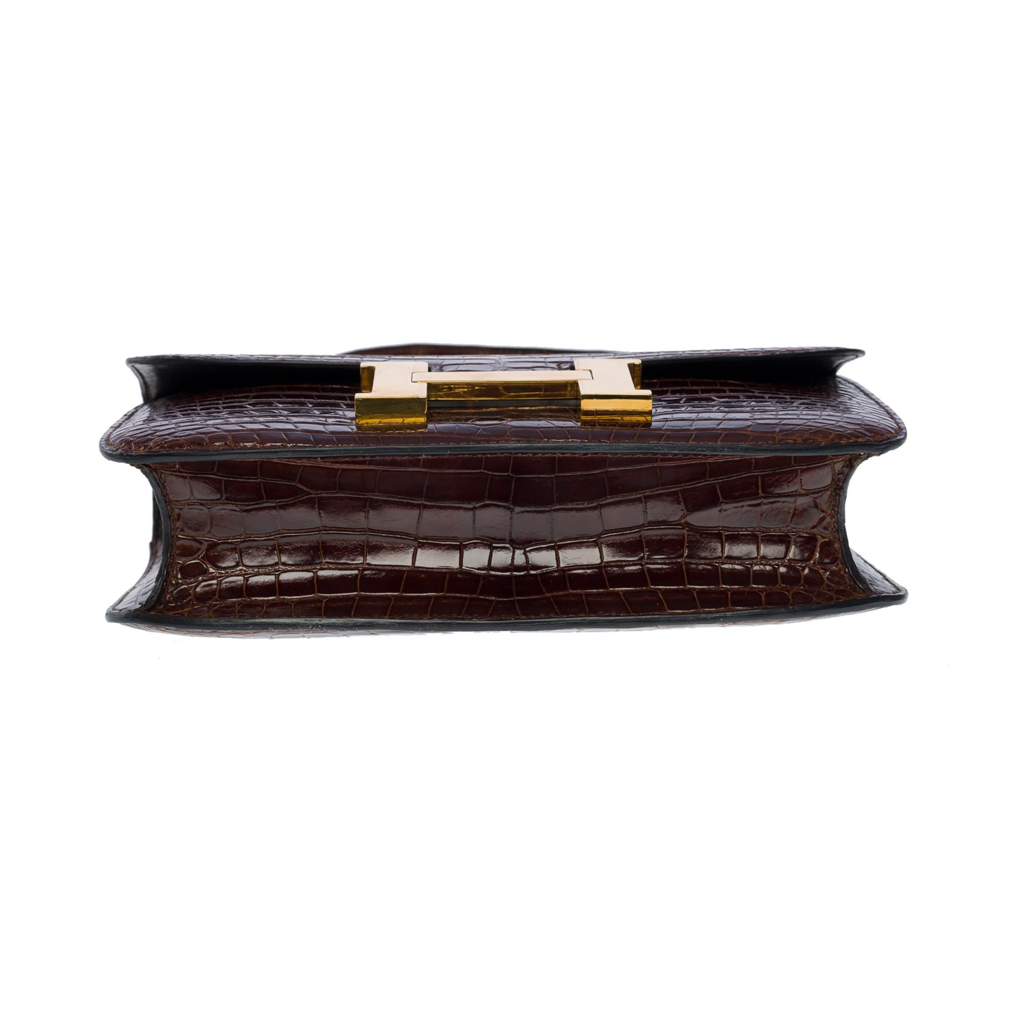 Stunning Hermès Constance shoulder bag in brown Crocodile Porosus leather , GHW 6