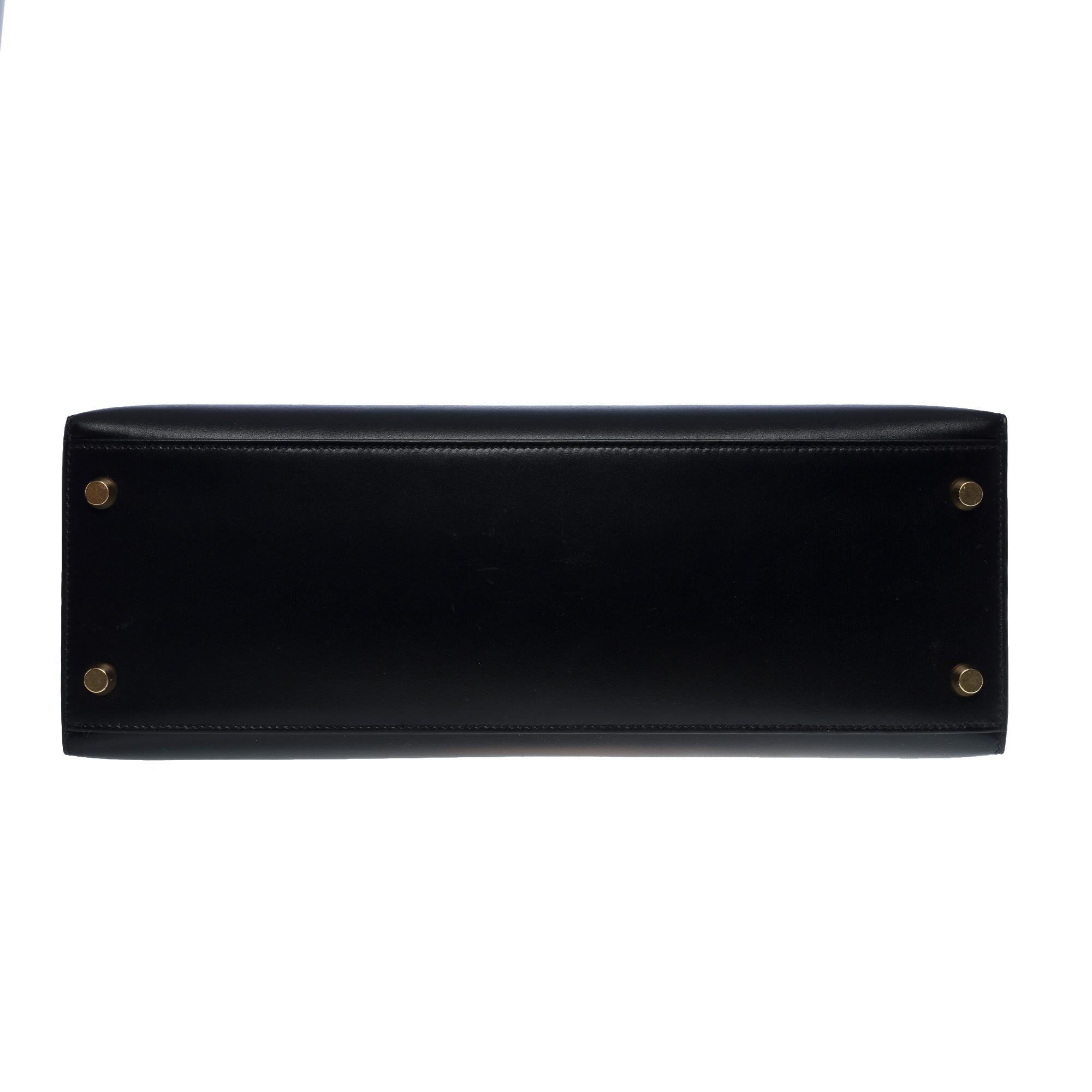 Stunning Hermès Kelly 32 sellier handbag strap in Box calf leather, GHW For Sale 4