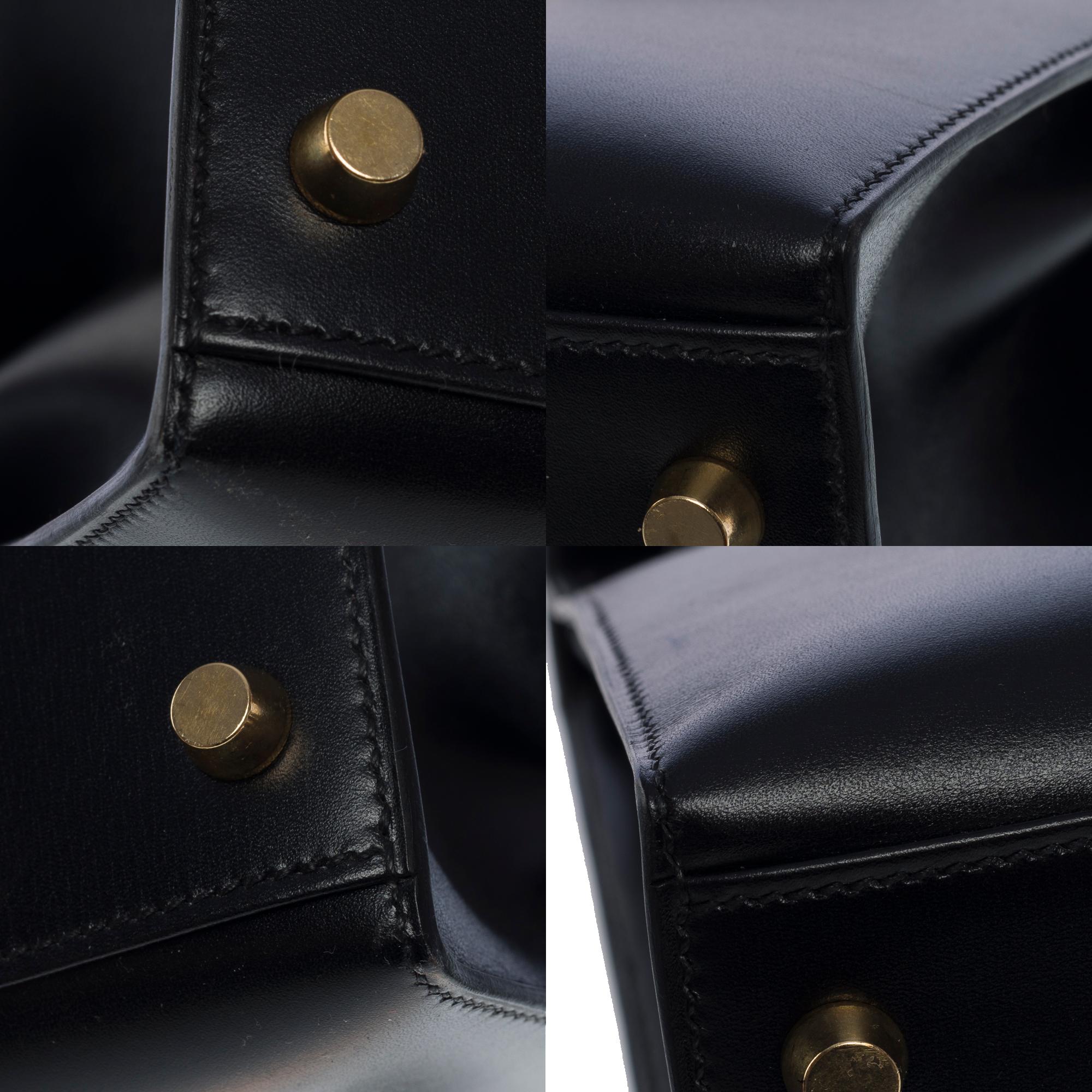 Stunning Hermès Kelly 32 sellier handbag strap in Box calf leather, GHW For Sale 5