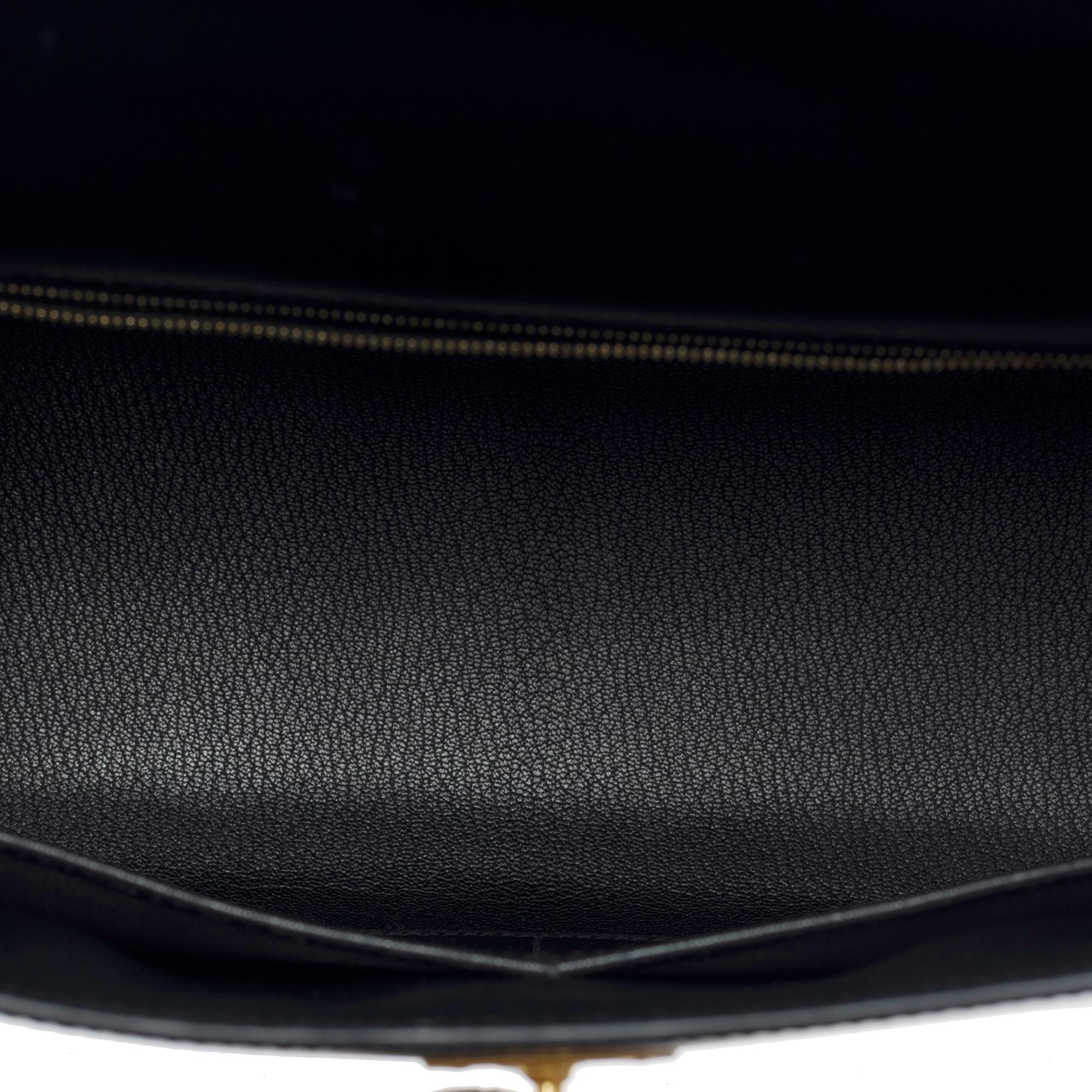 Stunning Hermès Kelly 32 sellier handbag strap in Box calf leather, GHW For Sale 2