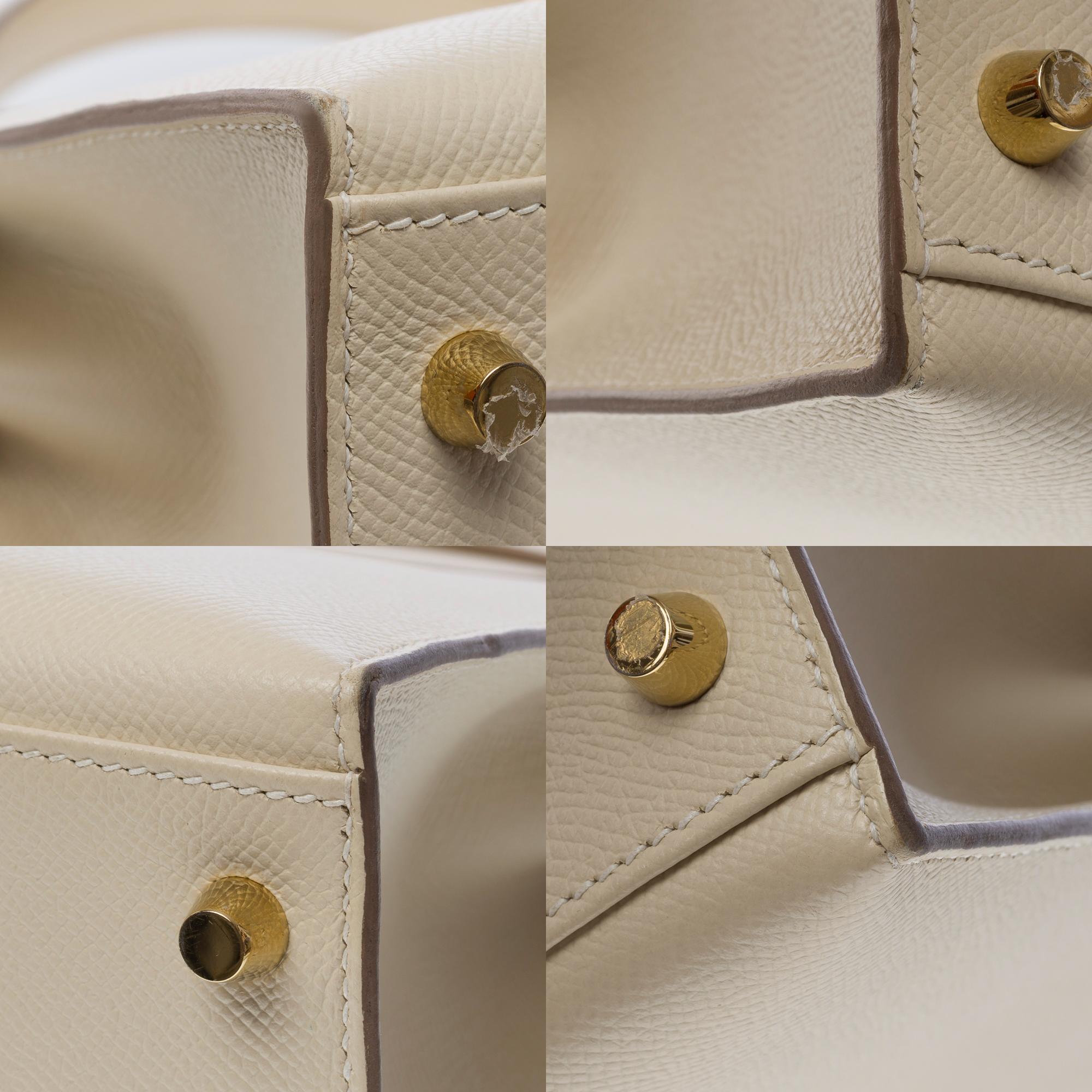 Stunning Hermès Kelly 32 sellier handbag strap in Craie epsom leather, GHW 9