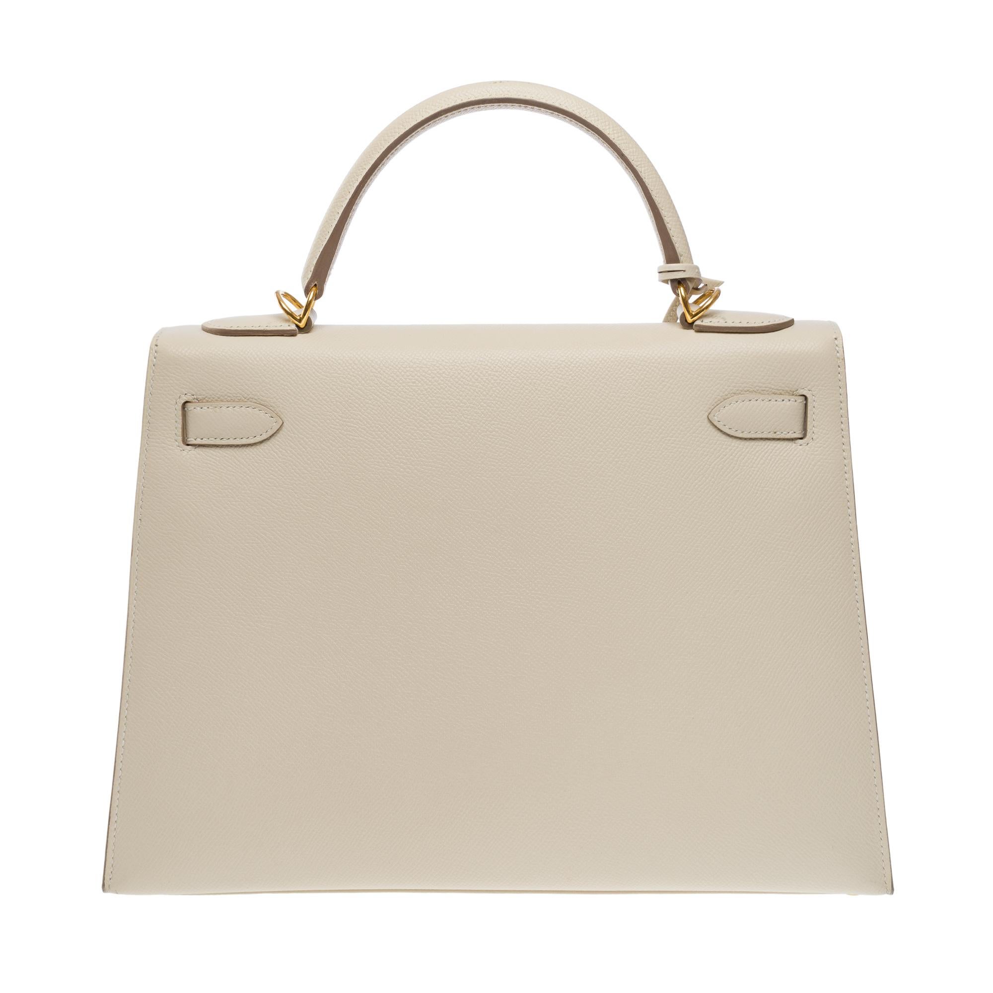 Women's Stunning Hermès Kelly 32 sellier handbag strap in Craie epsom leather, GHW