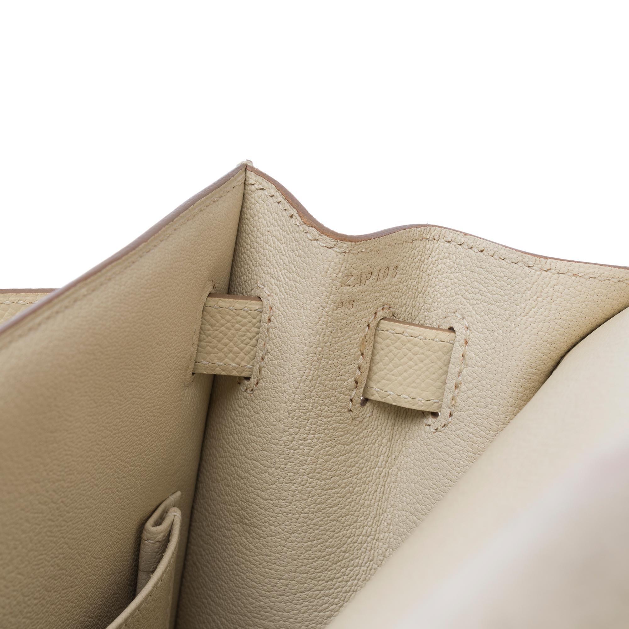 Stunning Hermès Kelly 32 sellier handbag strap in Craie epsom leather, GHW 5