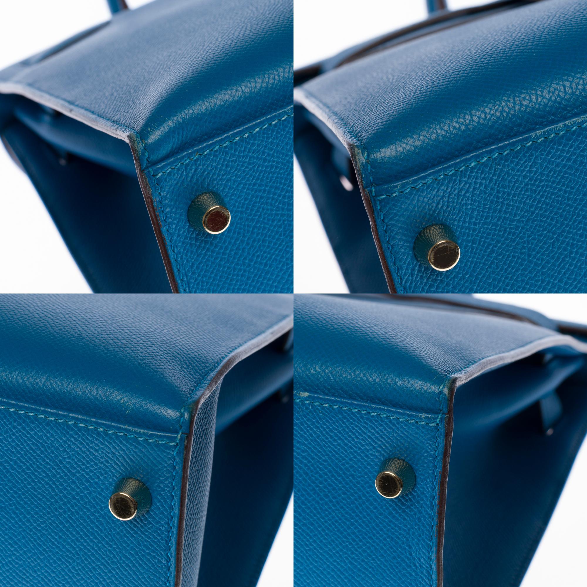 Stunning Hermès Kelly 35 sellier strap in Blue Mykonos Epsom leather, GHW 3