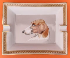 Stunning Hermès Vintage Porcelain Ashtray Change Tray Dog Head Pattern