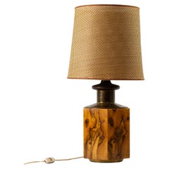 Stunning hexagonal wooden table lamp circa 1970
