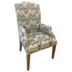 Stunning High Back Wing Chair Upholstered in Bargello Weave