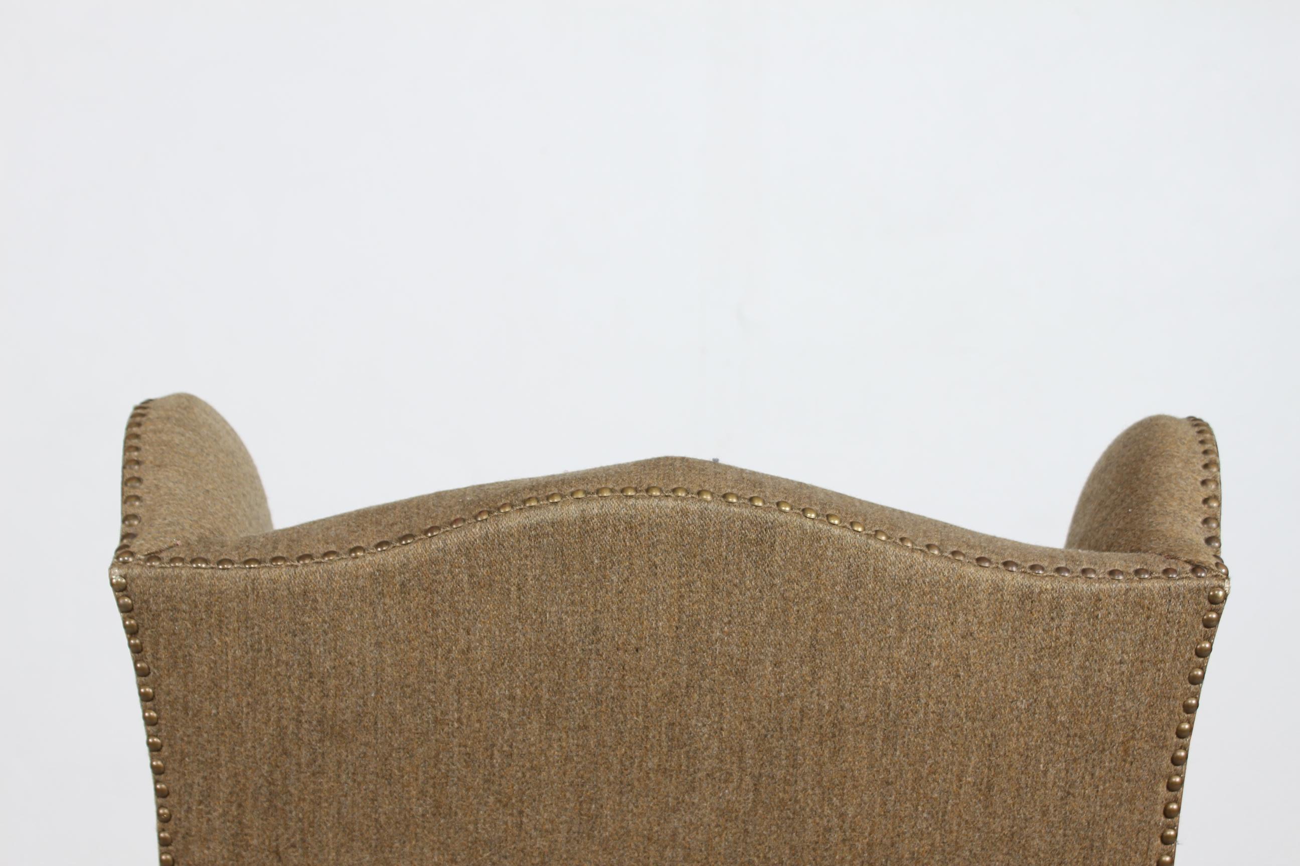 Superbe chaise haute en Oak Oak massif avec laine verdâtre Danemark 1930-40 Bon état - En vente à Silkeborg, Silkeborg