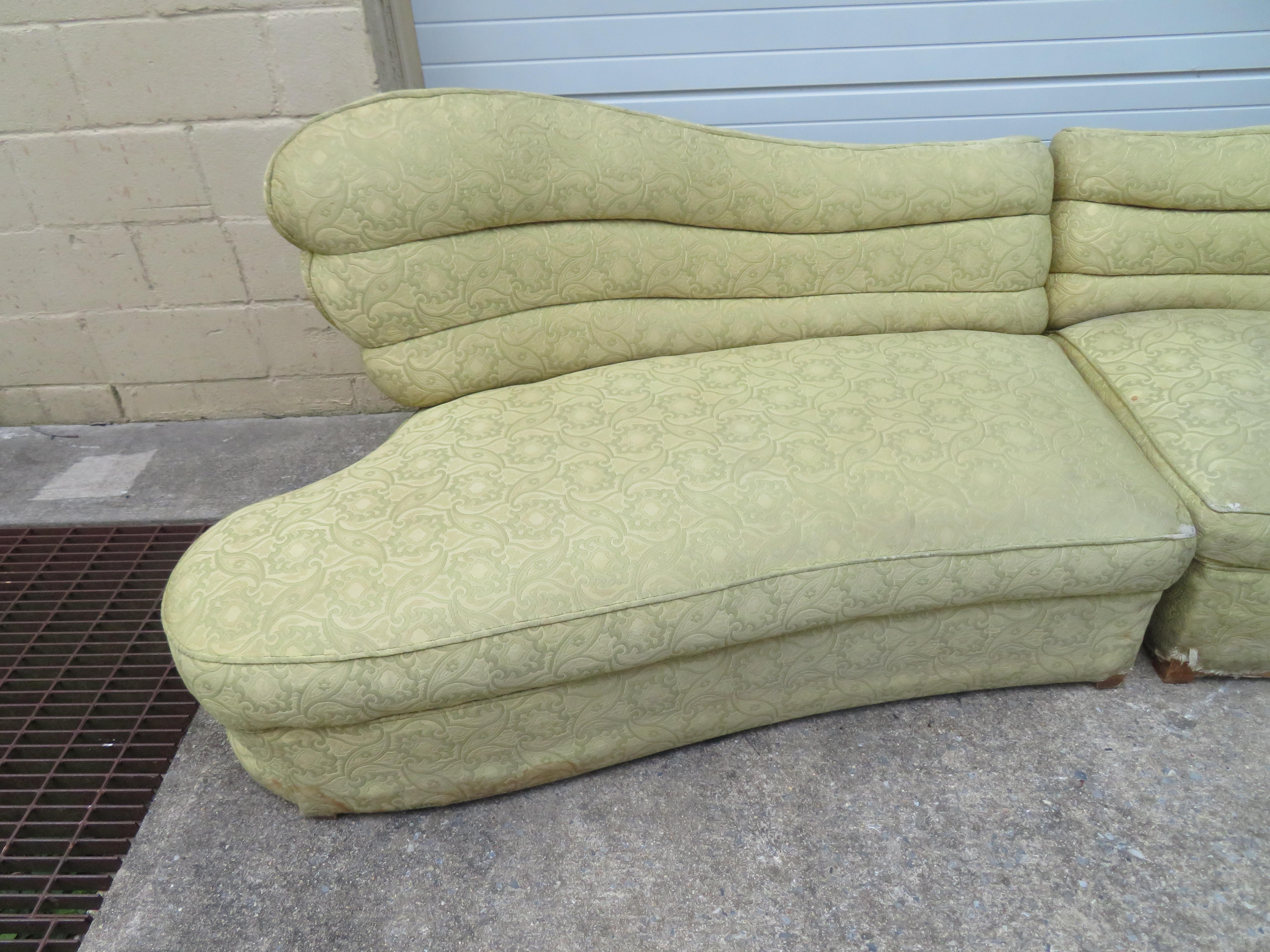 American Stunning Hollywood Regency Butterfly Wing, 1940s Two-Piece Sectional Sofa For Sale
