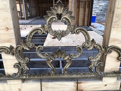 Stunning Hollywood Regency Ornate Gold Iron Kingsize Headboard Bed