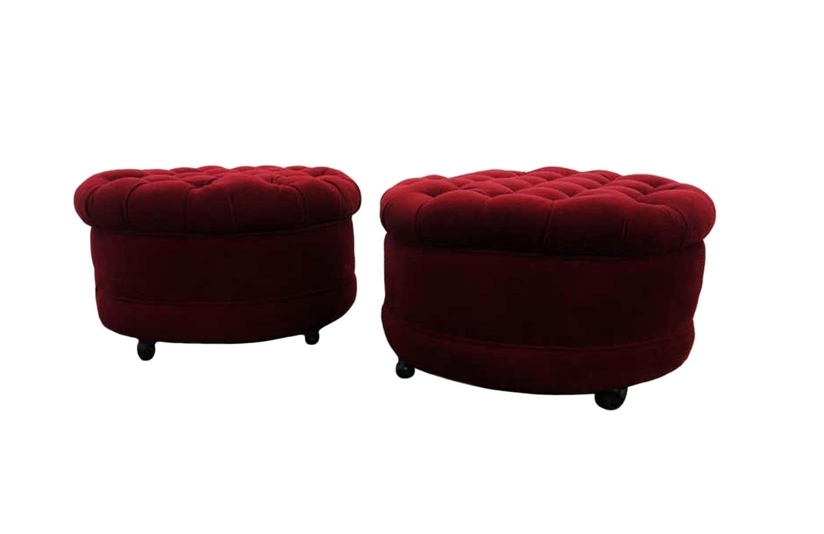 Stunning Hollywood Regency Tufted 2-Piece Curved Sectional Sofa For Sale 1