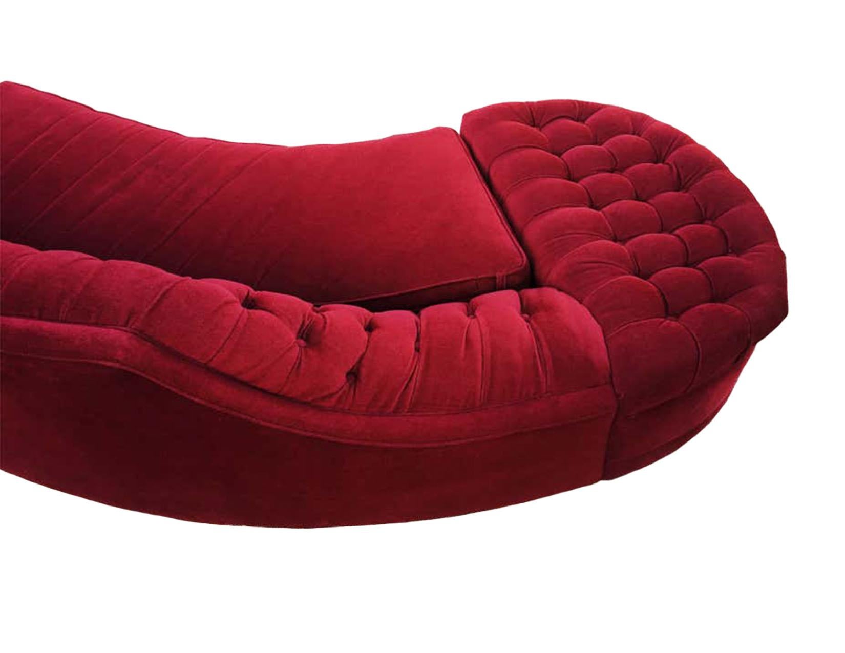 Superbe canapé sectionnel touffeté de 2 pièces Hollywood Regency incurvé en vente 2