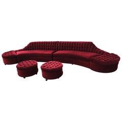 Stunning Hollywood Regency Tufted 2-Piece Curved Sectional Sofa