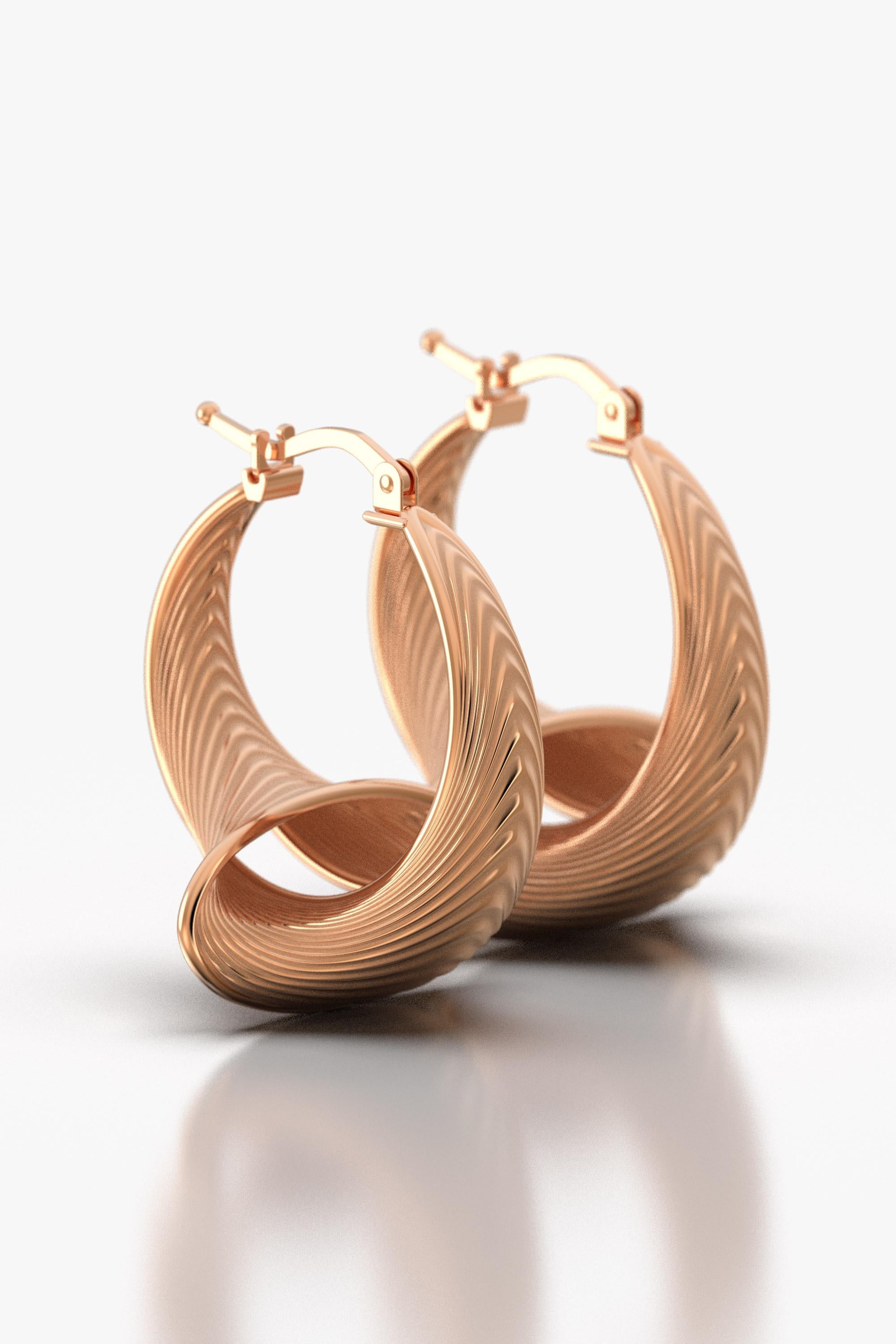 Stunning Hoop Earrings Only Made to Order 14k Gold, Made in Italy by Oltremare For Sale 2