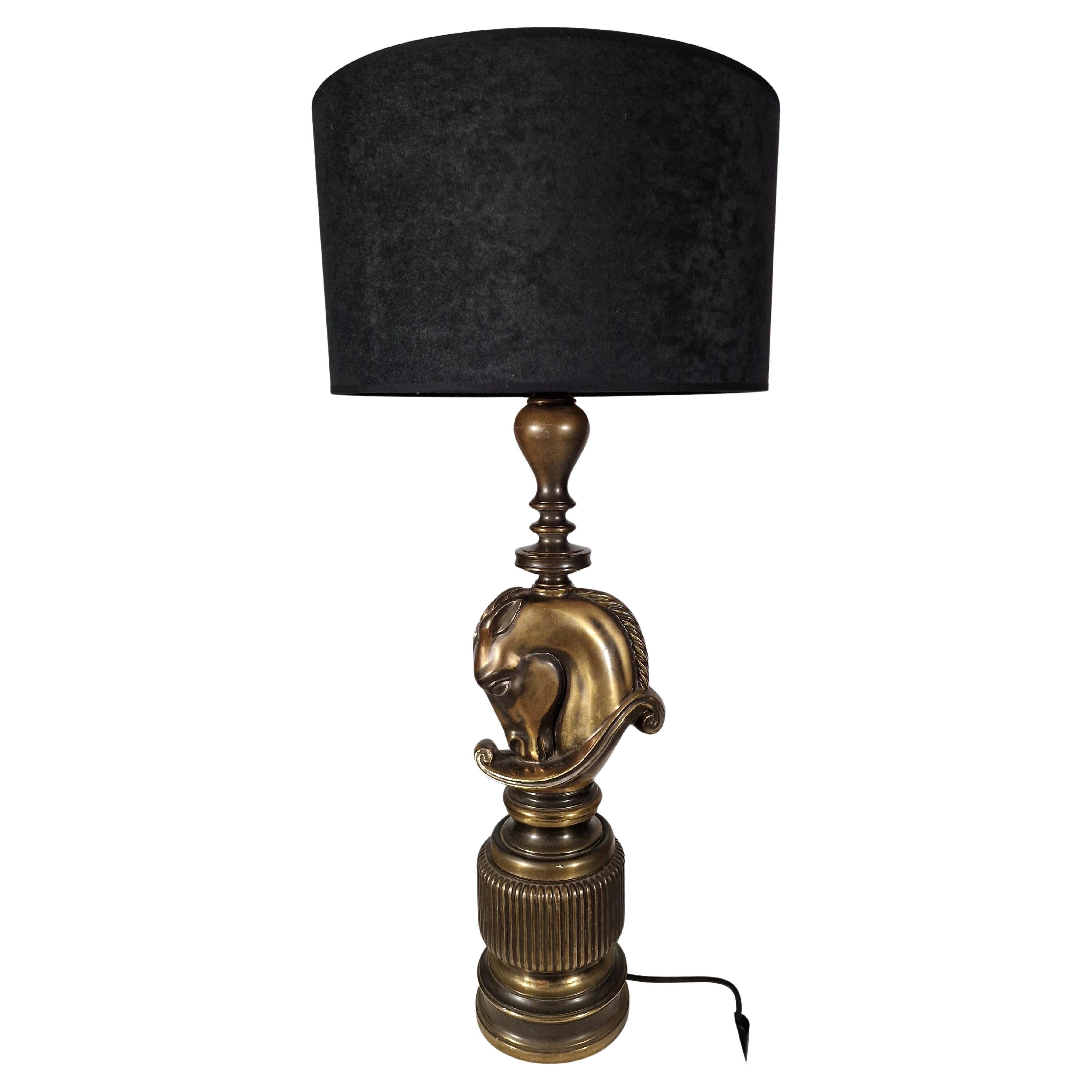 Stunning horse table lamp solid brass, equestrian hollywood regency 1970s France