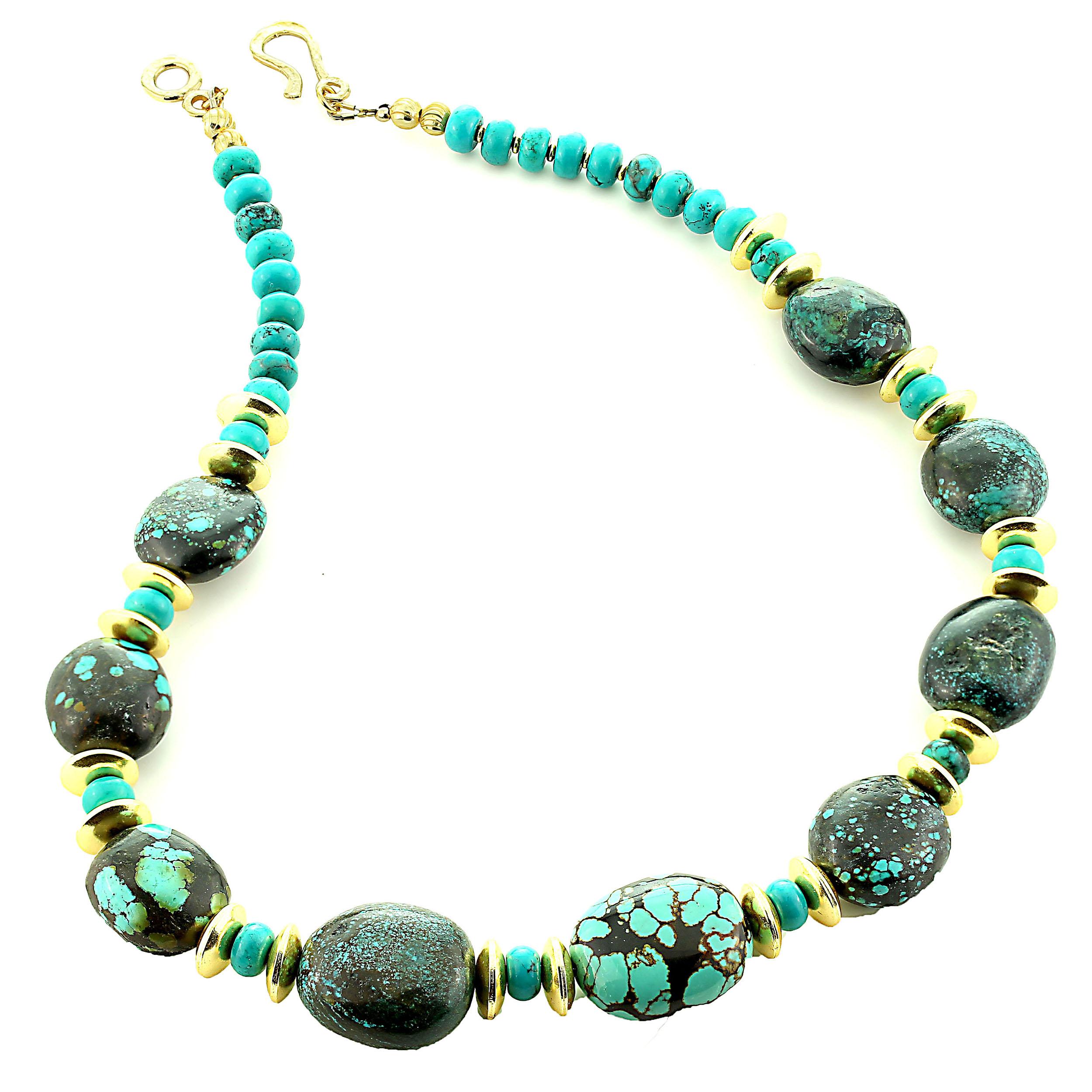 AJD Stunning Hubei Turquoise Necklace with Gold Accents