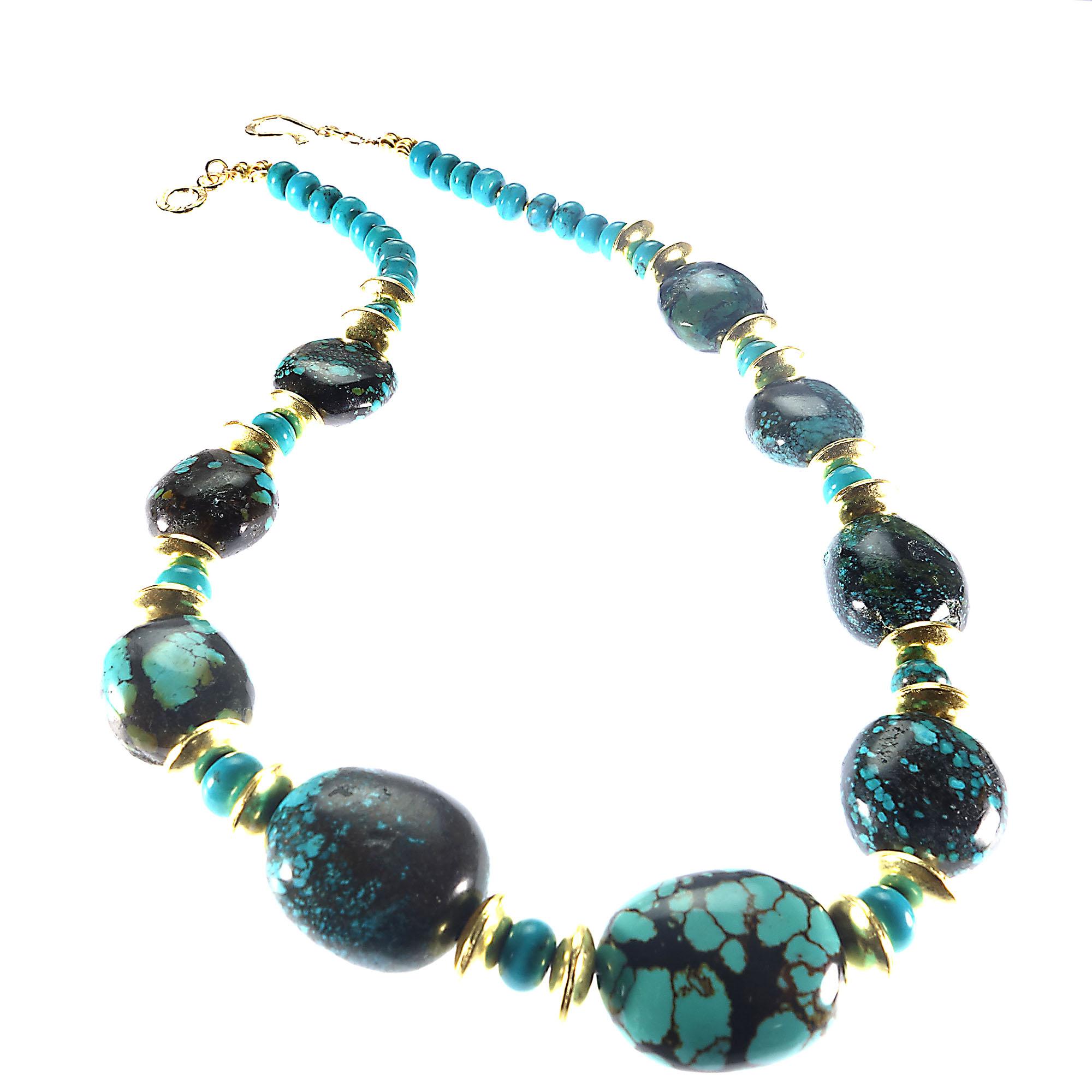 Bead AJD Stunning Hubei Turquoise Necklace with Gold Accents