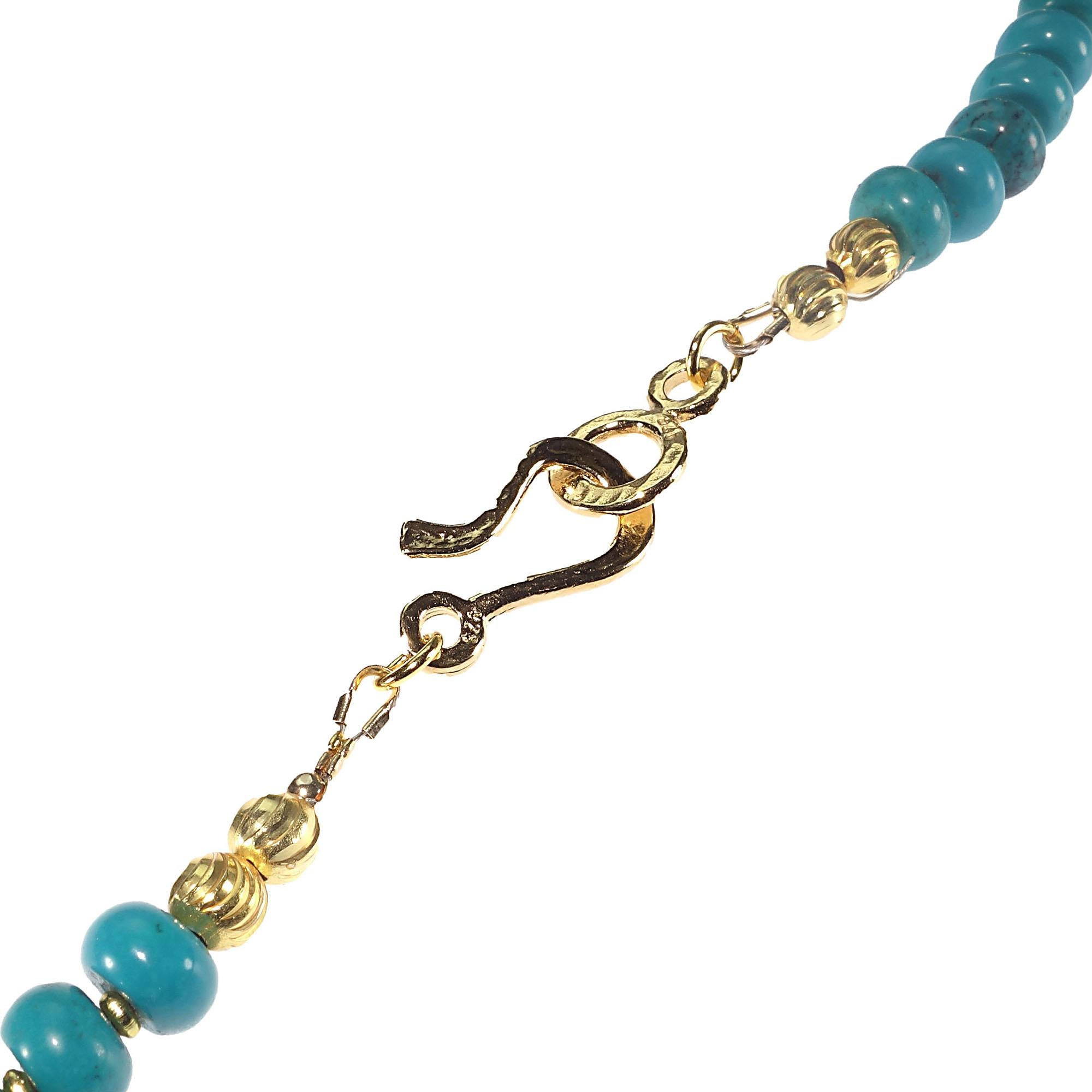 Artisan AJD Stunning Hubei Turquoise Necklace with Gold Accents