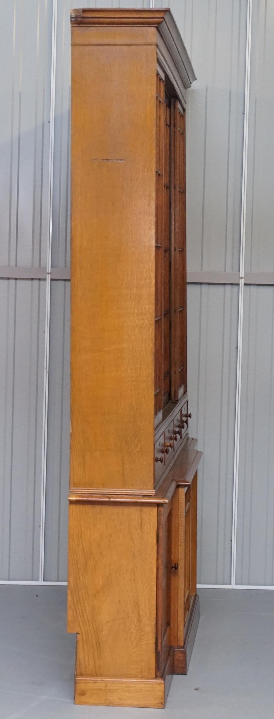 Stunning Huge Tall, Victorian Oak Library Bookcase Sliding Glass Doors 10