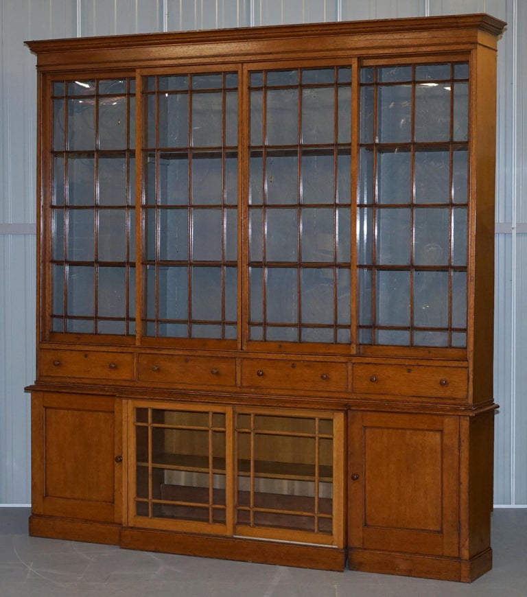 Stunning Huge Tall, Victorian Oak Library Bookcase Sliding Glass Doors at 1stDibs tall