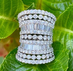 Stunning Huge 9 Carat Diamond Seven Layer 18 Karat White Gold Cocktail Band Ring