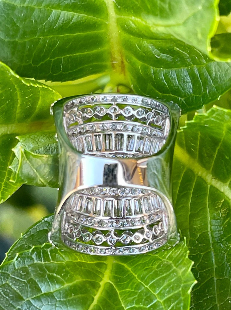 Stunning Huge 9 Carat Diamond Seven Layer 18 Karat White Gold Cocktail Band Ring 1