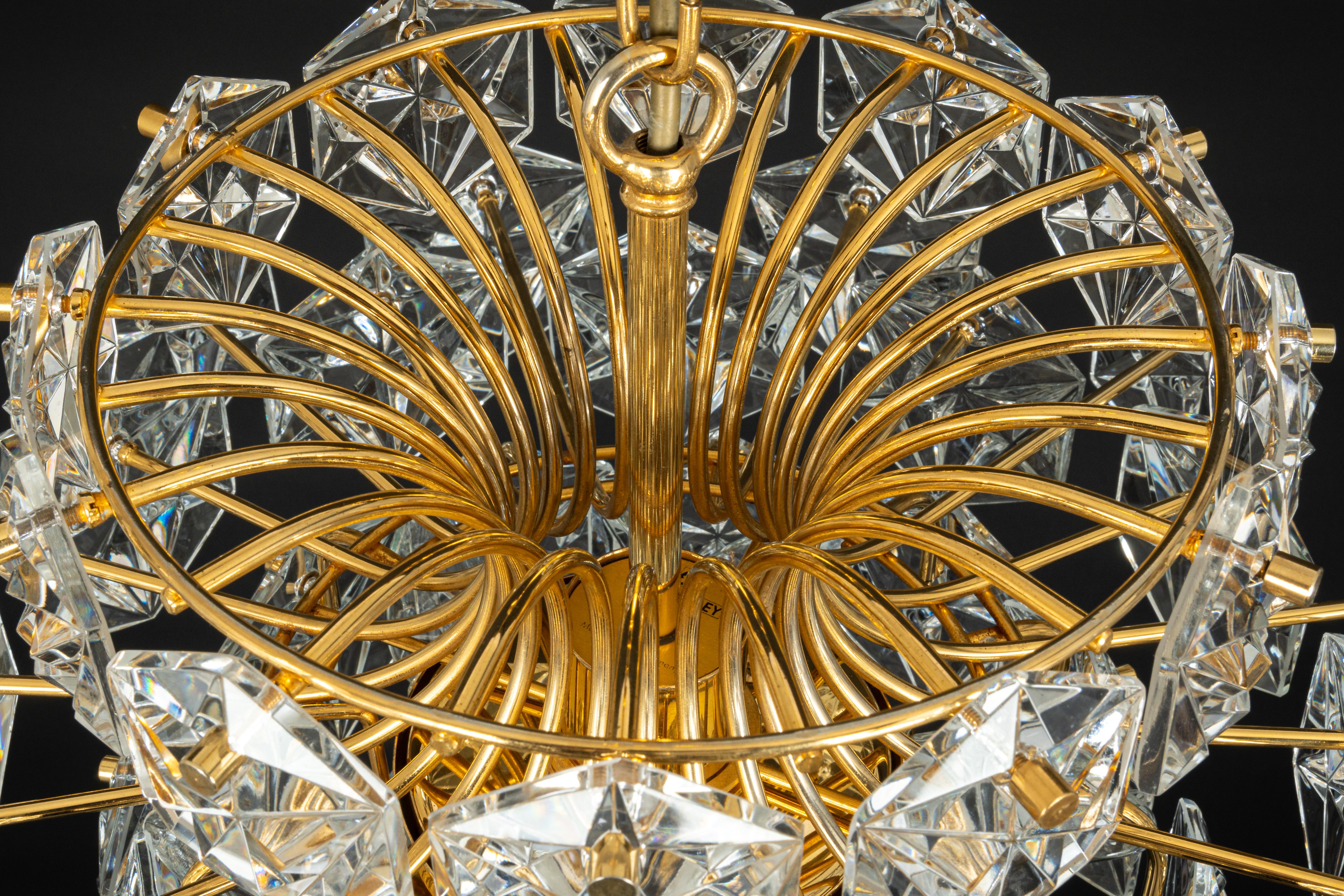Stunning Huge Chandelier, Brass and Crystal Glass by Kinkeldey, Germany, 1970s For Sale 7