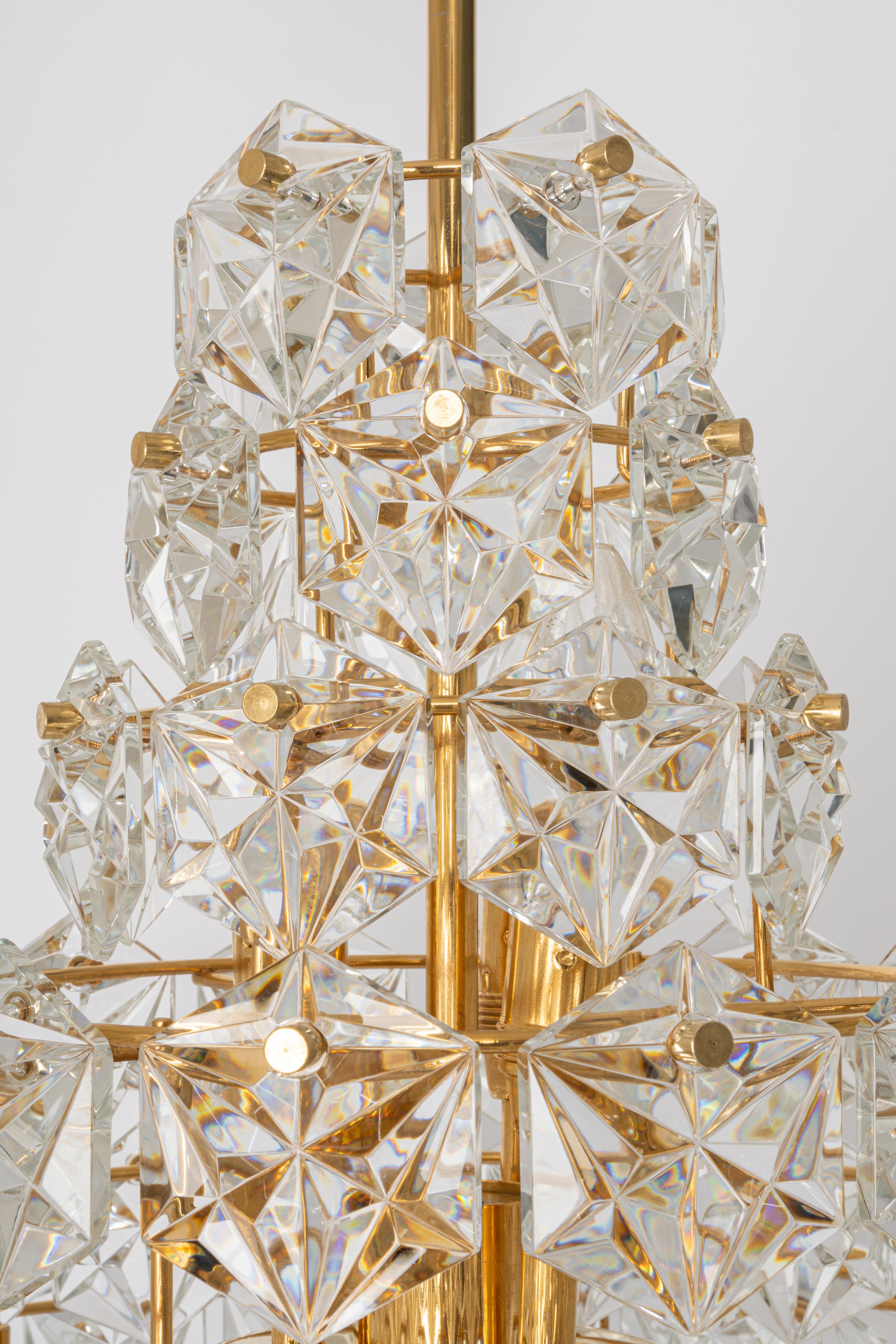 Stunning Huge Chandelier, Brass and Crystal Glass by Kinkeldey, Germany, 1970s For Sale 8