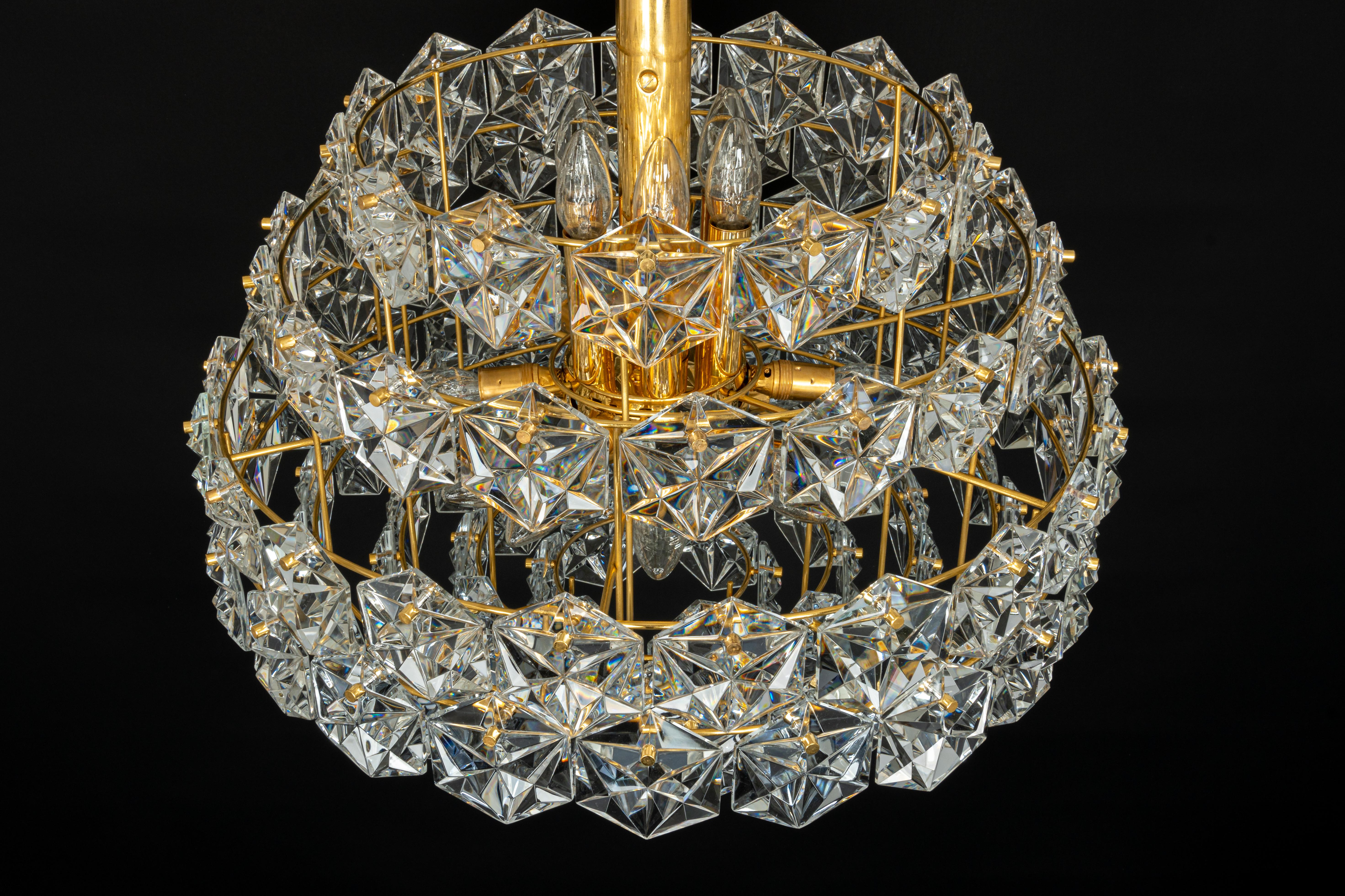 Stunning Huge Chandelier, Brass and Crystal Glass by Kinkeldey, Germany, 1970s For Sale 9