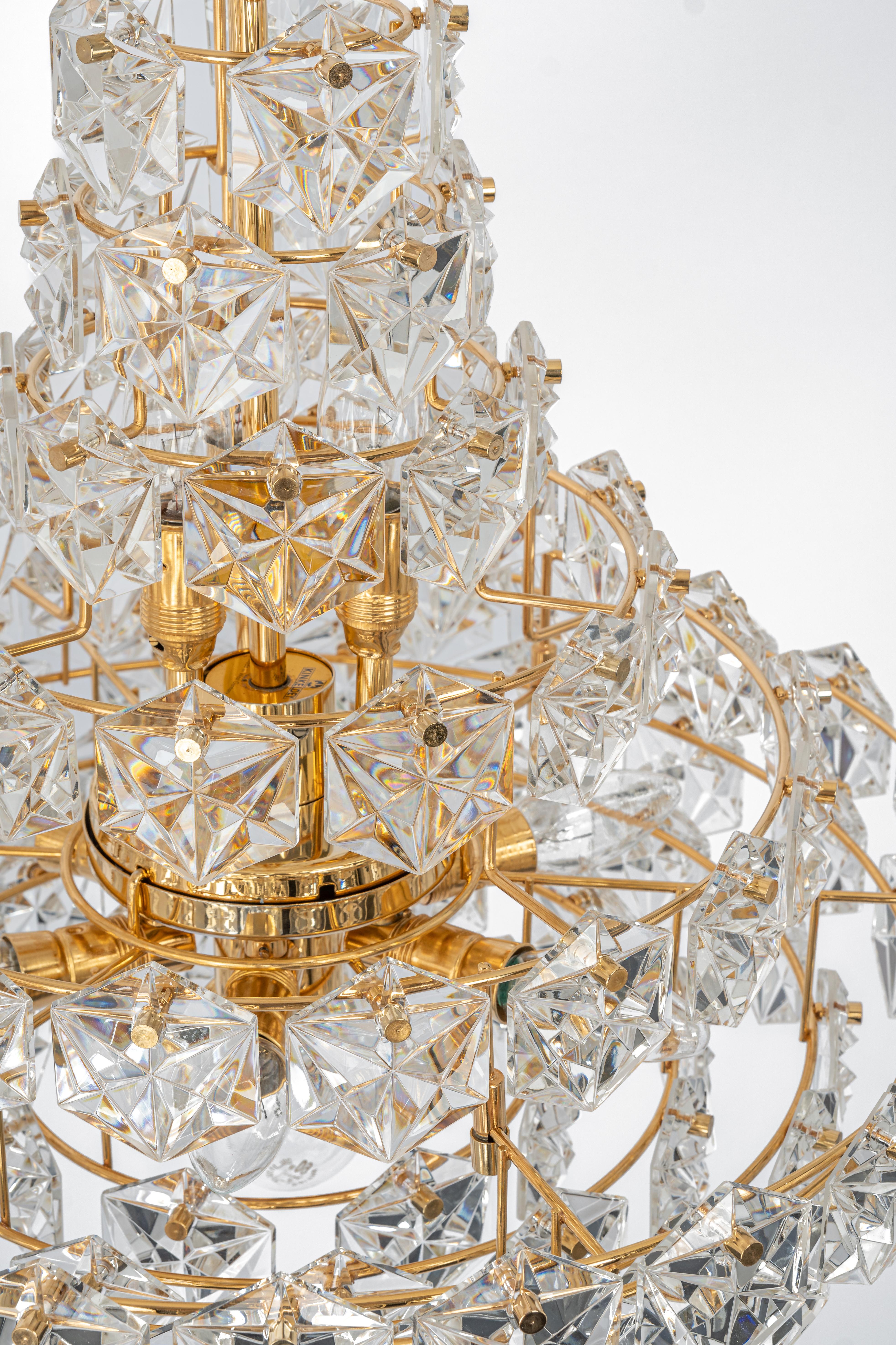 Stunning Huge Chandelier, Brass and Crystal Glass by Kinkeldey, Germany, 1970s For Sale 11