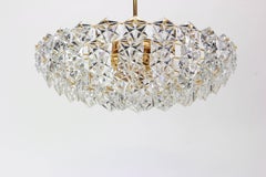 Stunning Huge Chandelier, Brass and Crystal Glass by Kinkeldey, Germany, 1970s