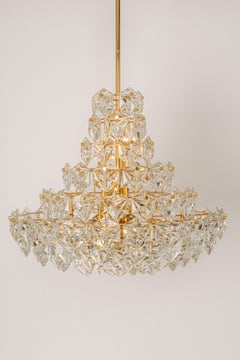 Stunning Huge Chandelier, Brass and Crystal Glass by Kinkeldey, Germany, 1970s