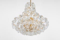 Stunning Huge Chandelier, Brass and Crystal Glass by Kinkeldey, Germany, 1970s