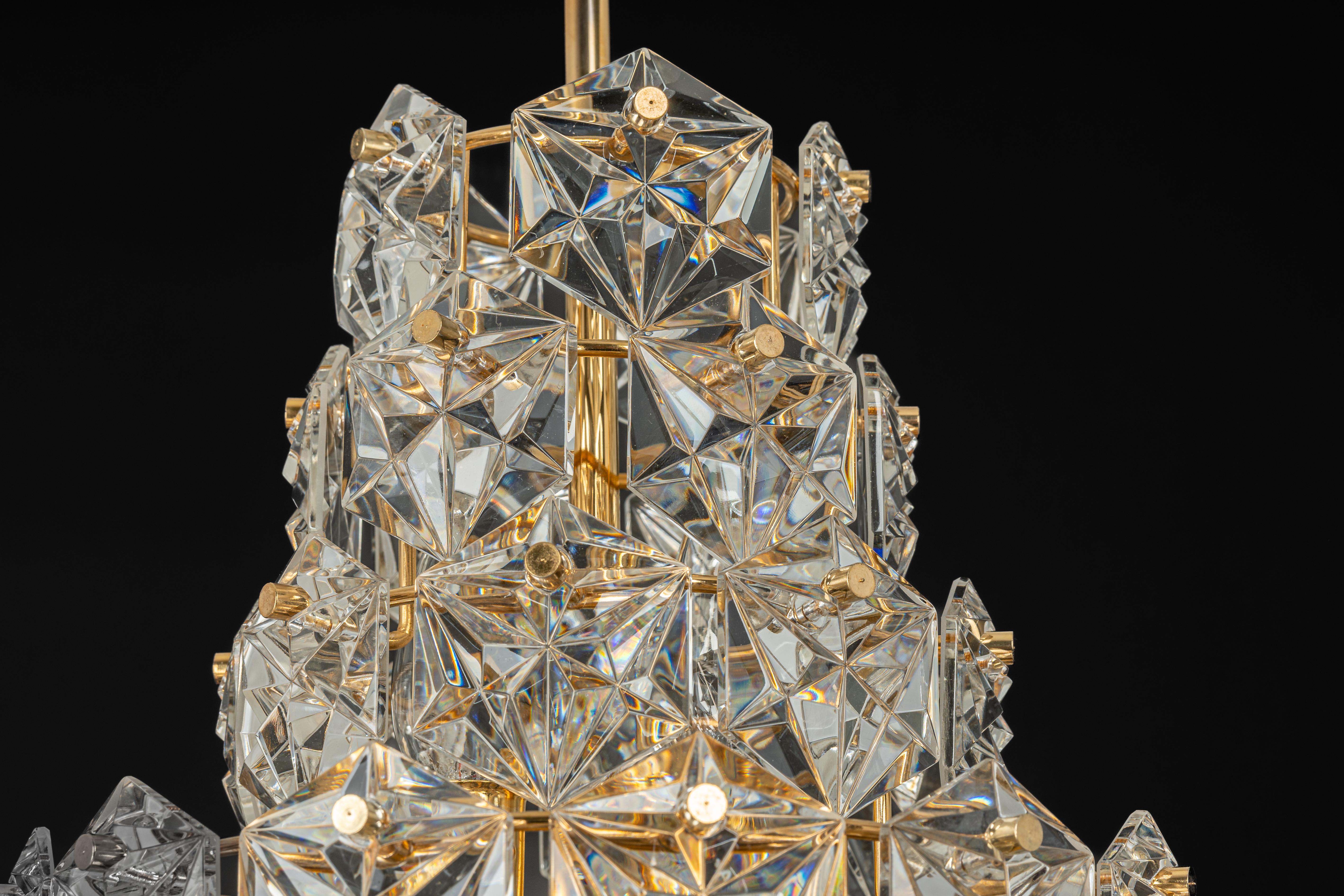 Stunning Huge Chandelier, Brass and Crystal Glass by Kinkeldey, Germany, 1970s For Sale 15