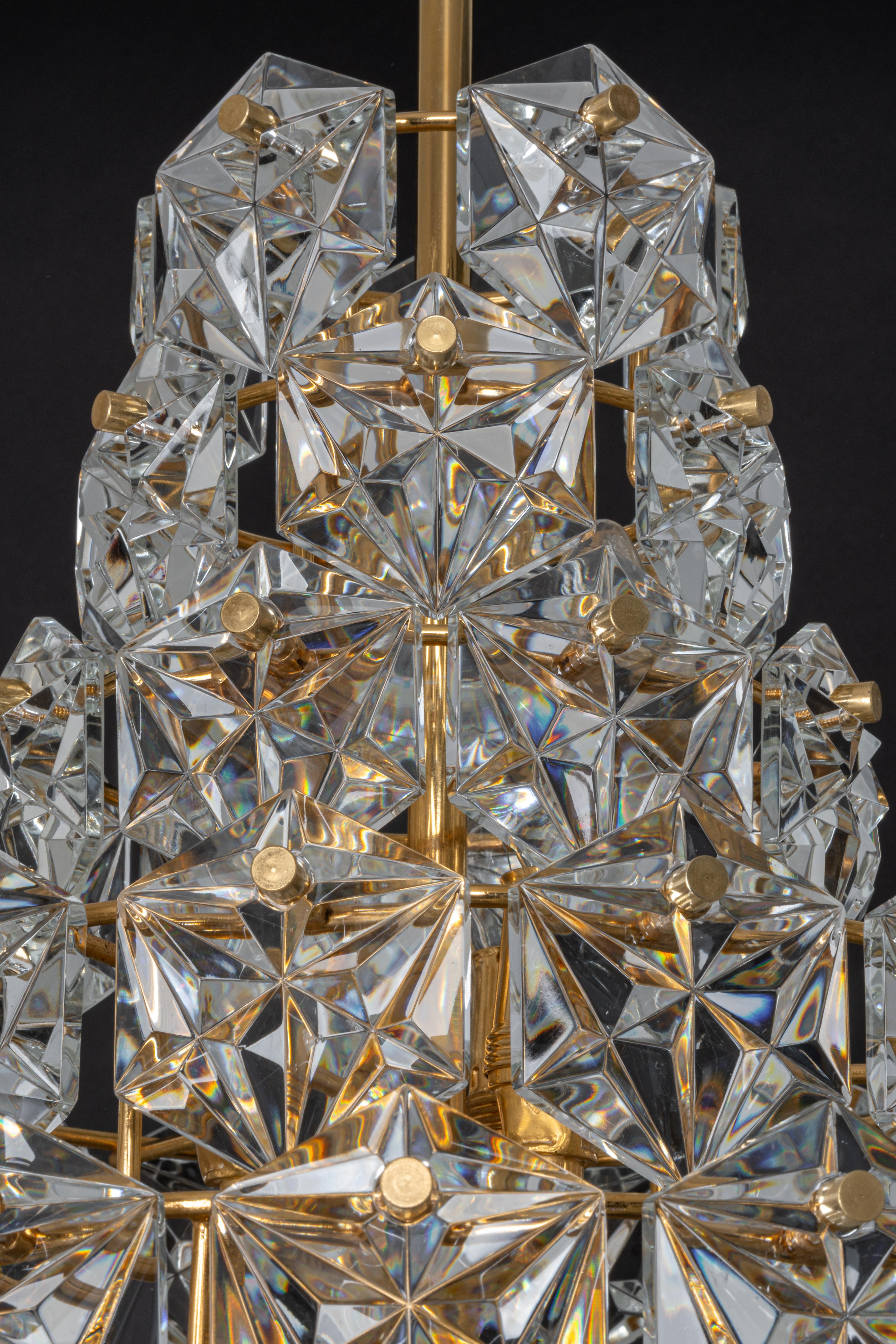 Stunning Huge Chandelier, Brass and Crystal Glass by Kinkeldey, Germany, 1970s For Sale 3