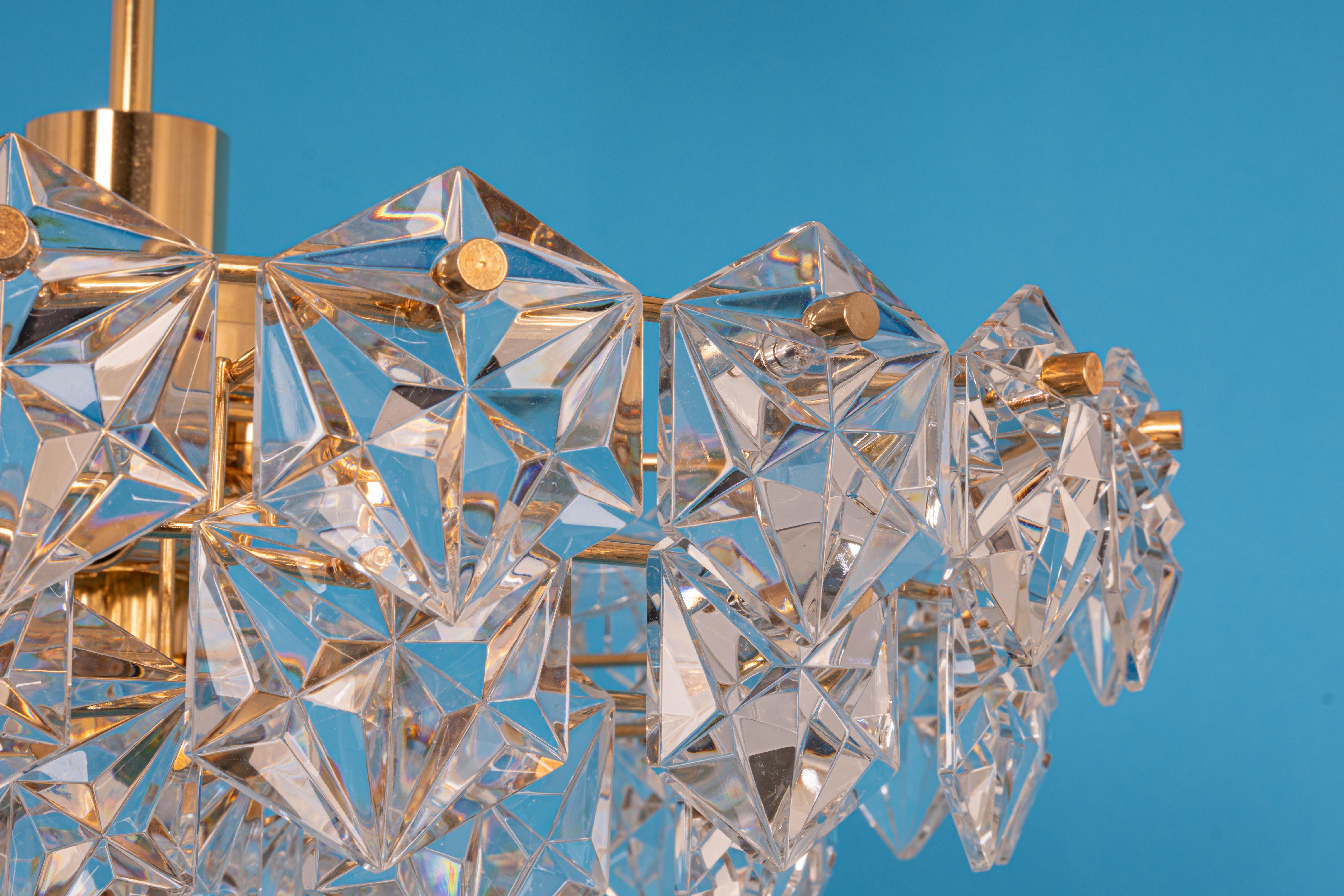 Stunning Large Chandelier, Brass and Crystal Glass by Kinkeldey, Germany, 1970s For Sale 3