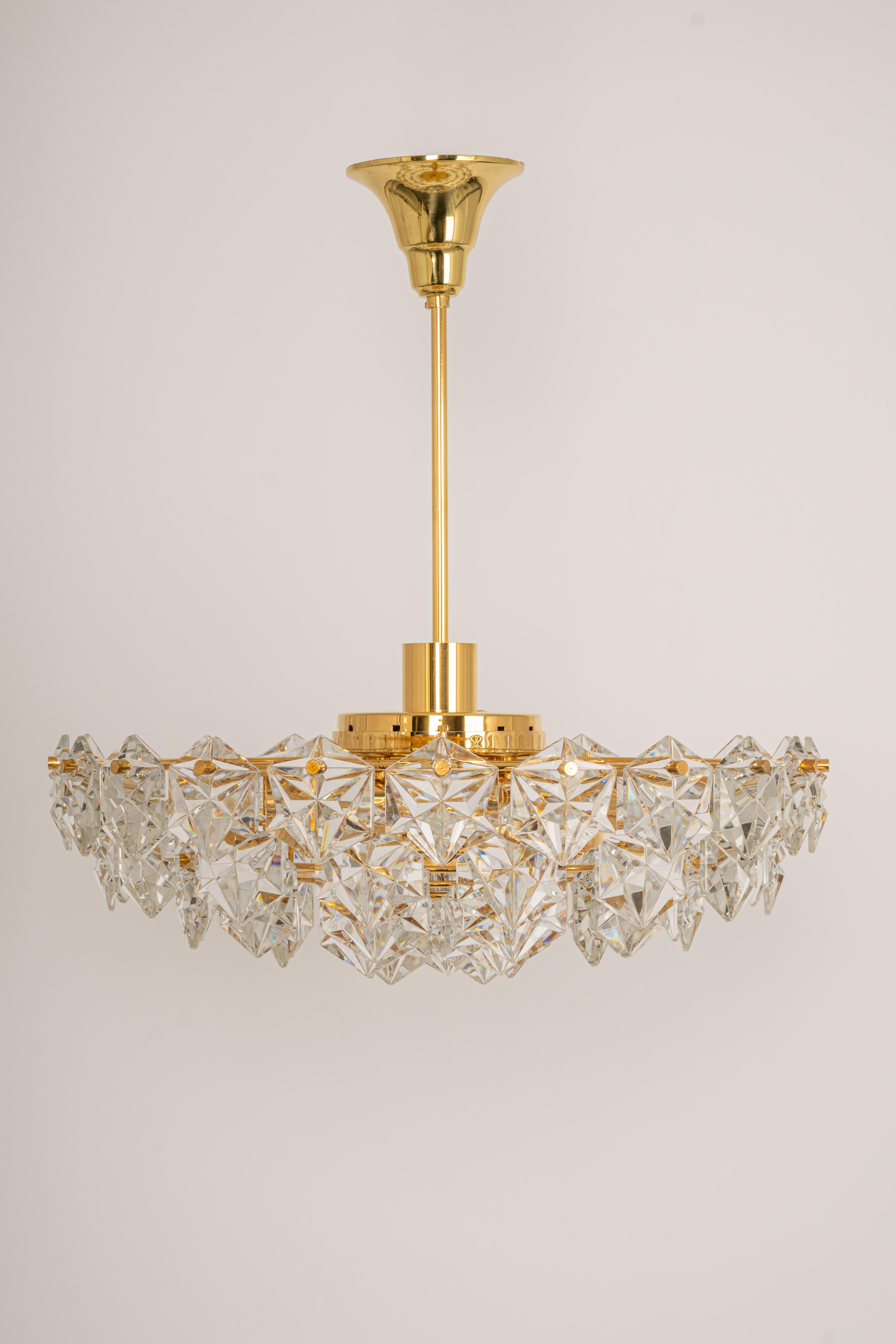 Stunning Large Chandelier, Brass and Crystal Glass by Kinkeldey, Germany, 1970s For Sale 4